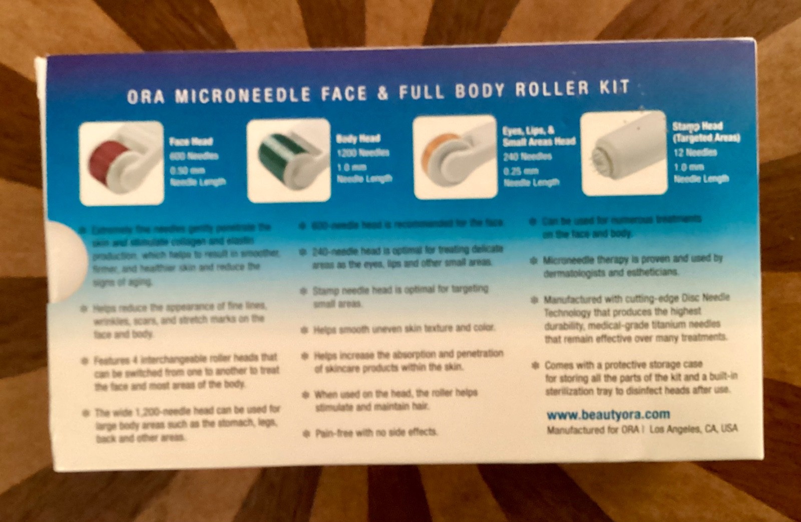 New Sealed ORA Microneedle Face Full Body Eyes Lips Rollers + Stamp 6-Piece Kit
