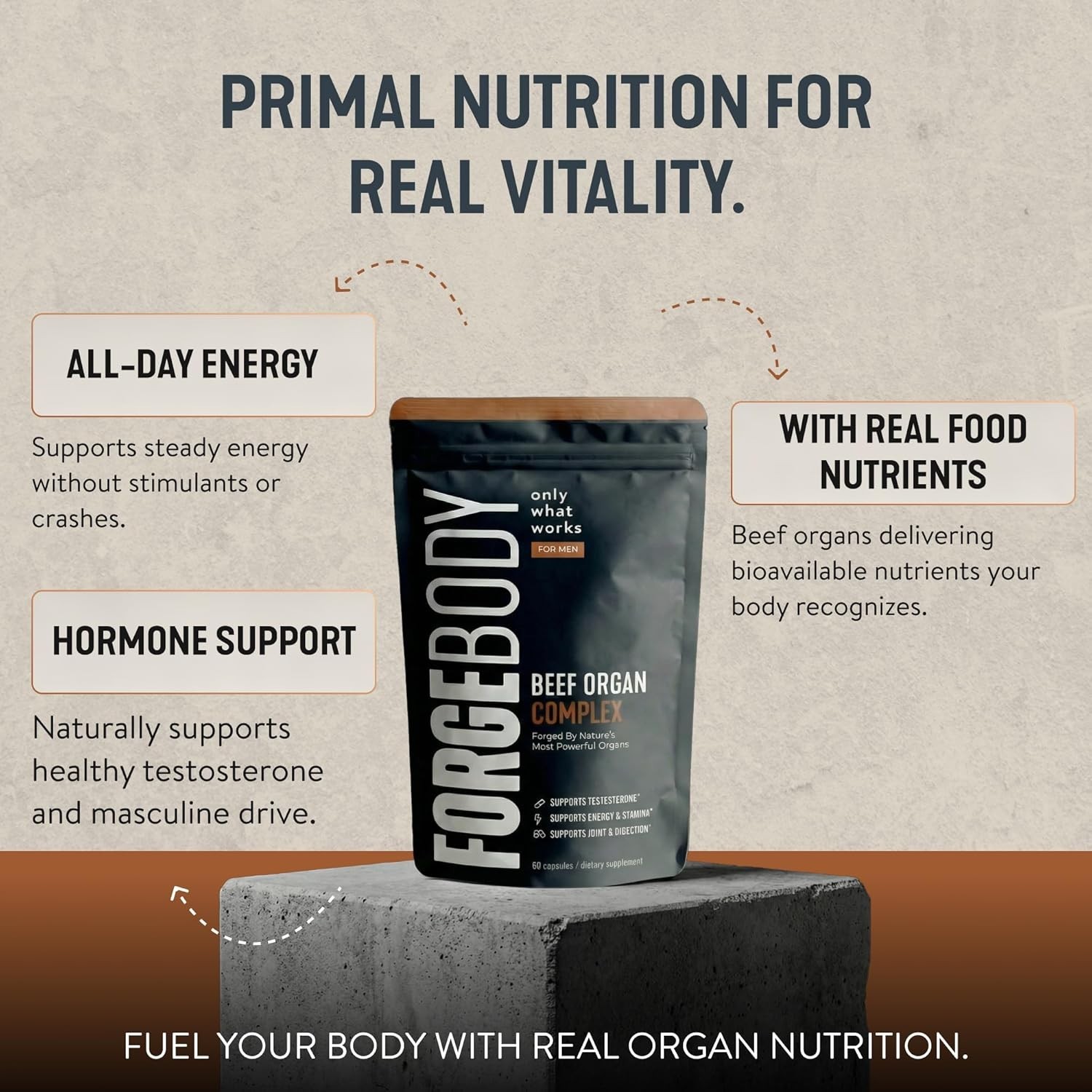 FORGEBODY® Beef Organ Complex 60 Capsules – 100% Grass Fed Beef Organ Supplement