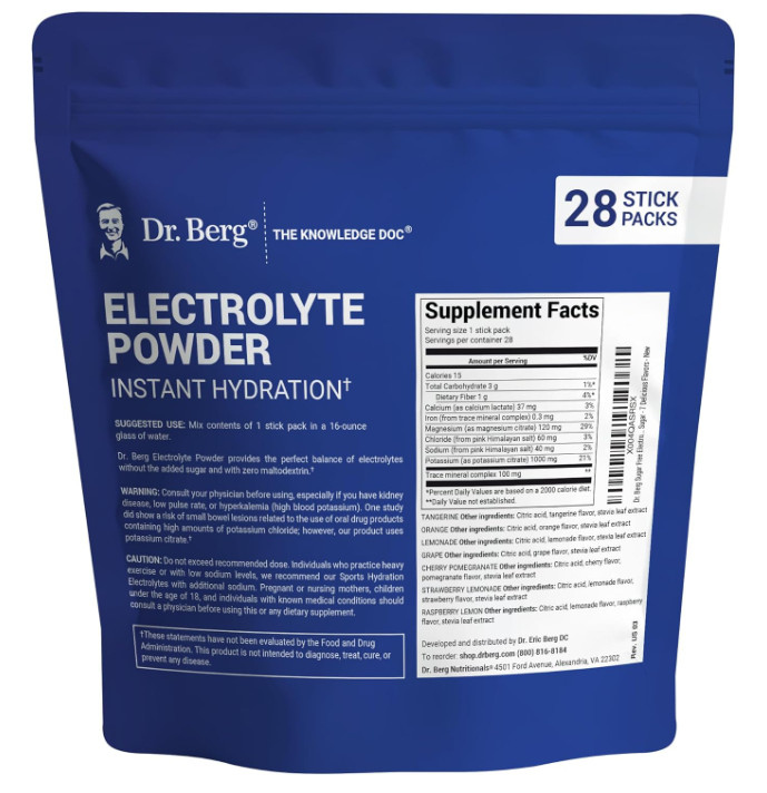 Dr. Berg Sugar Free Electrolyte Powder Packets, Variety Pack, 28 Count