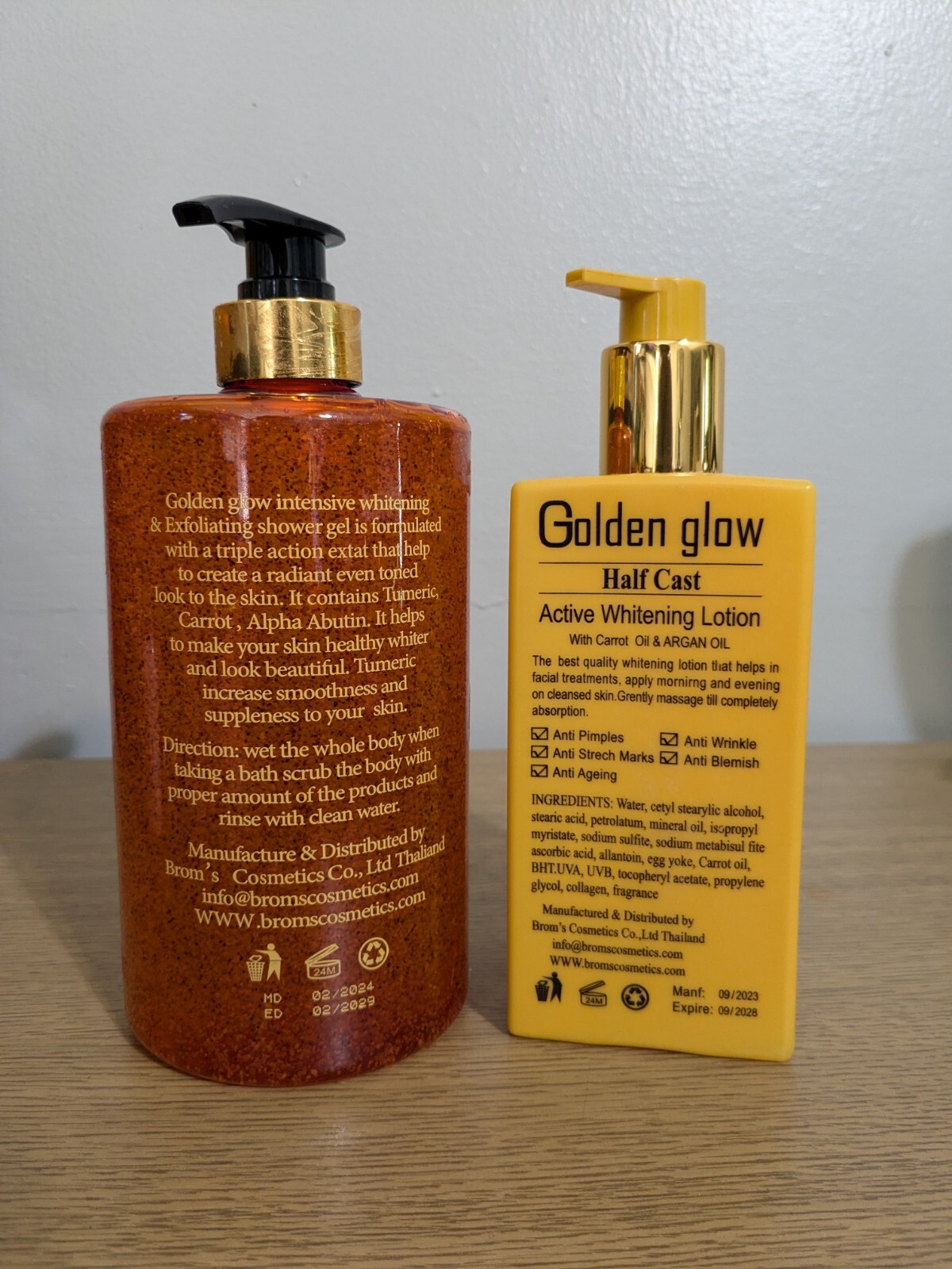 Golden Glow Intensive Whitening Exfoliating Shower Gel, H.C Whitening Milk Spf55