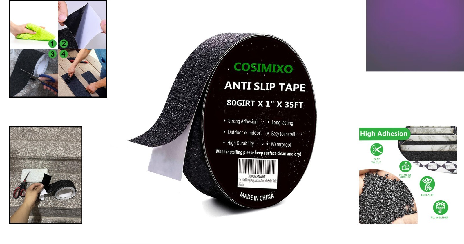 Professional 1″ x 35Ft Waterproof Anti-Slip Grip Tape for Indoor/Outdoor Use
