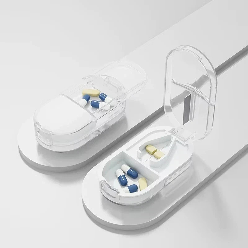 New PILL CUTTER Splitter Half Storage Compartment Box Medicine Tablet Holder.