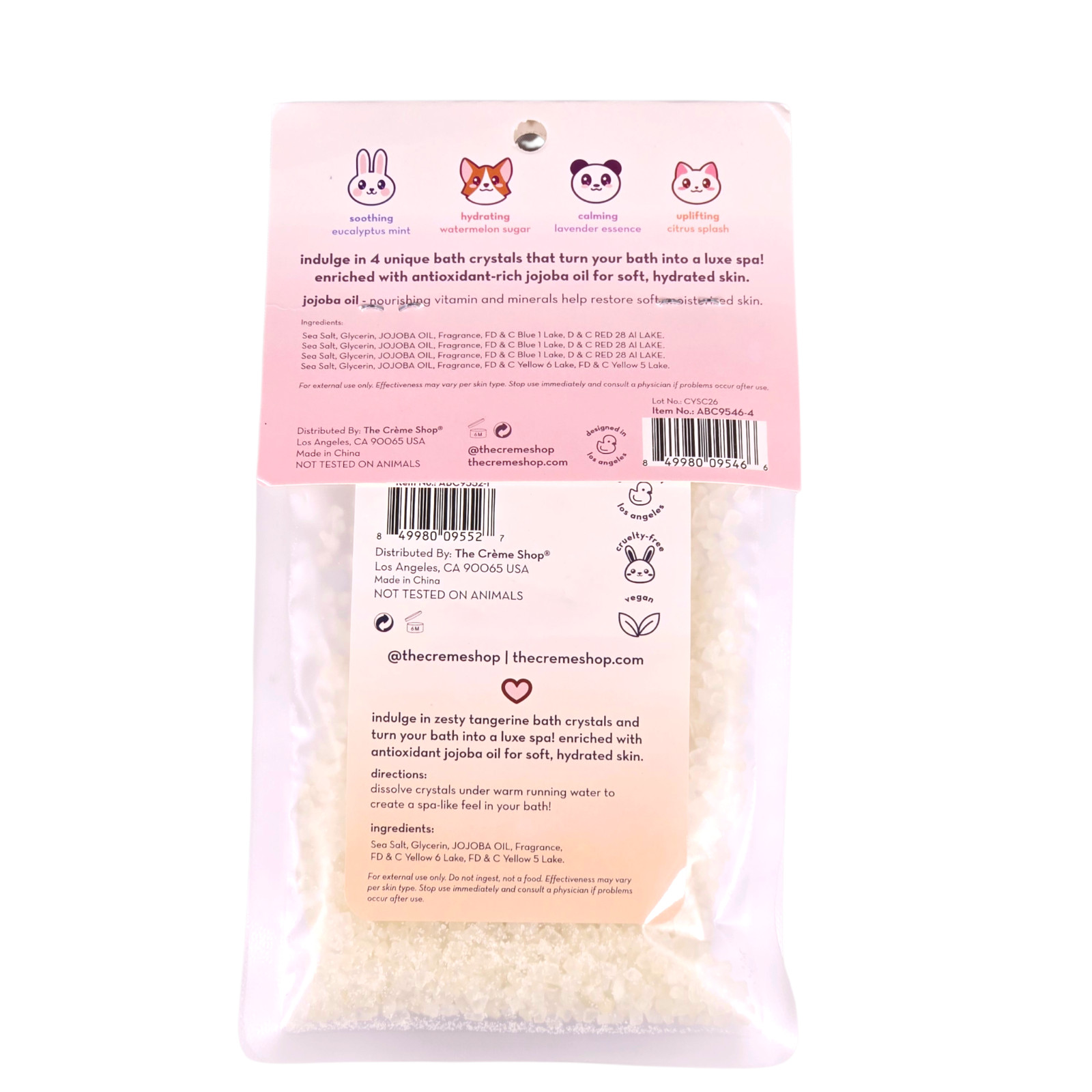The Creme Shop Aromatherapy Bath Crystals 4 Pack Jojoba Oil 11.2 oz New