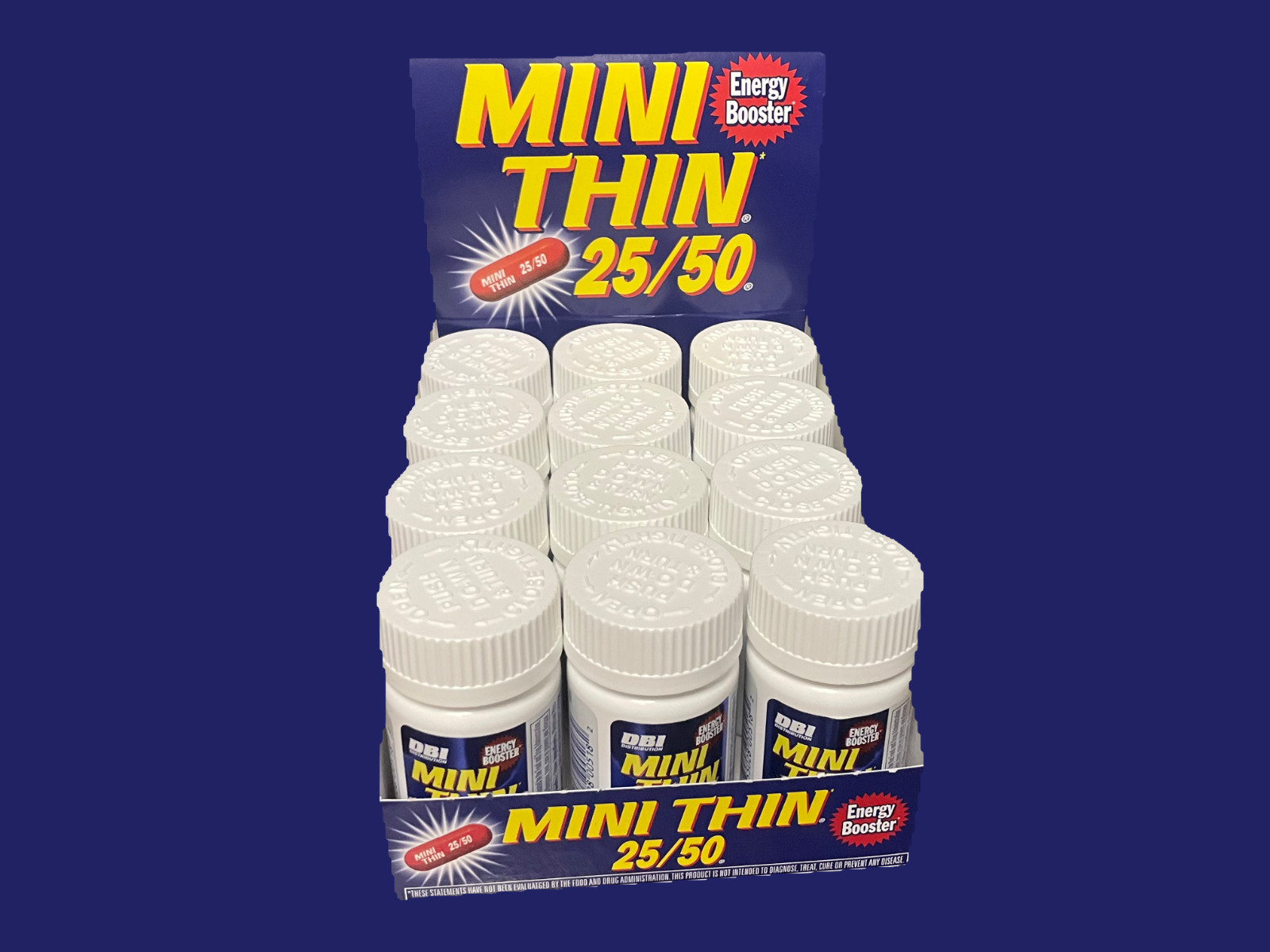 12-30ct BOTTLES MINI THIN 25/50 EF ENERGY BOOSTER ( 180 ) PILLS