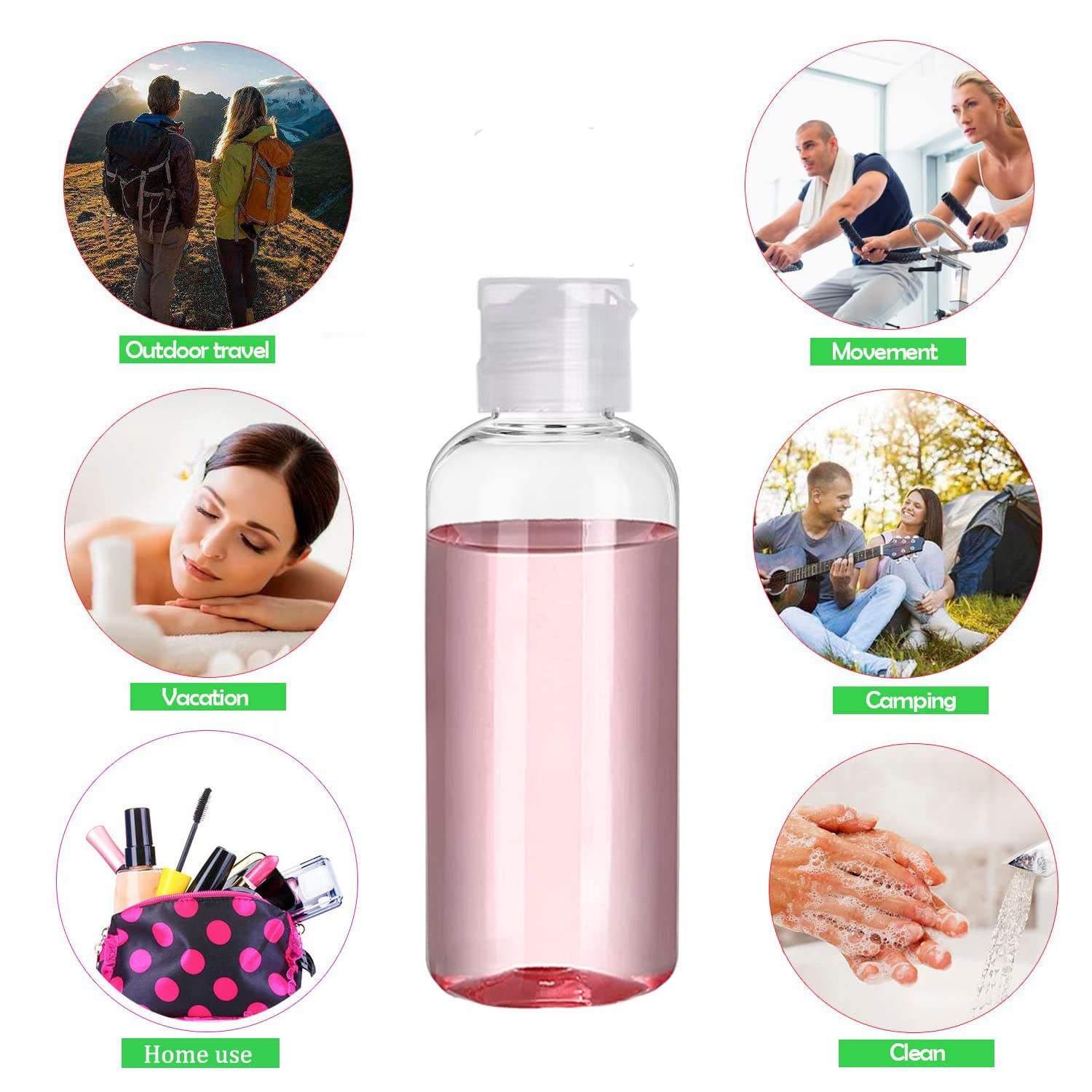 DNSEN 5 Pack 3.4oz Empty Plastic Travel Bottles for 3.4 fluid ounces, clear