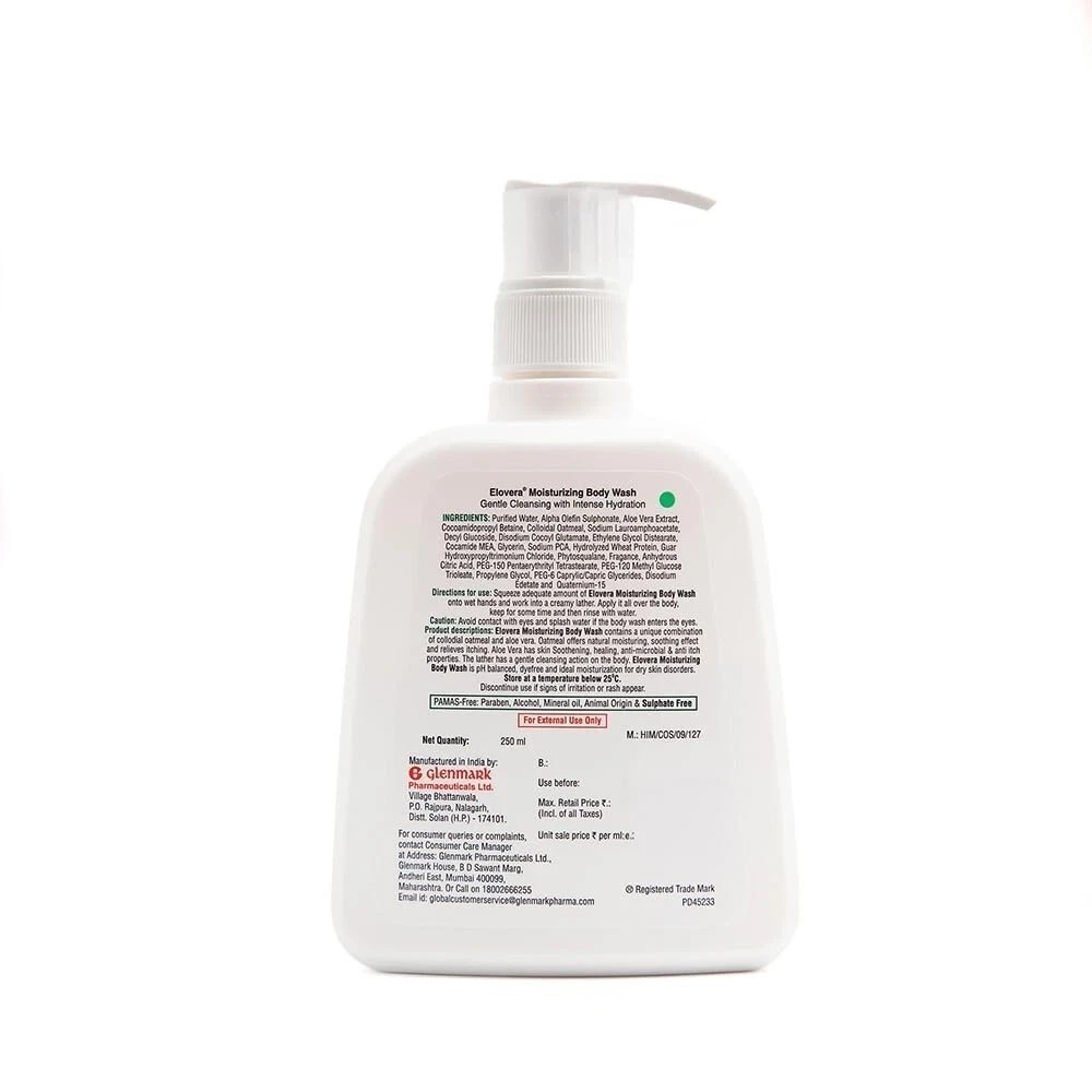 Elovera Body Wash Glenmark 250Ml – Aloe Vera & Vitamin E, Intense Moisturising