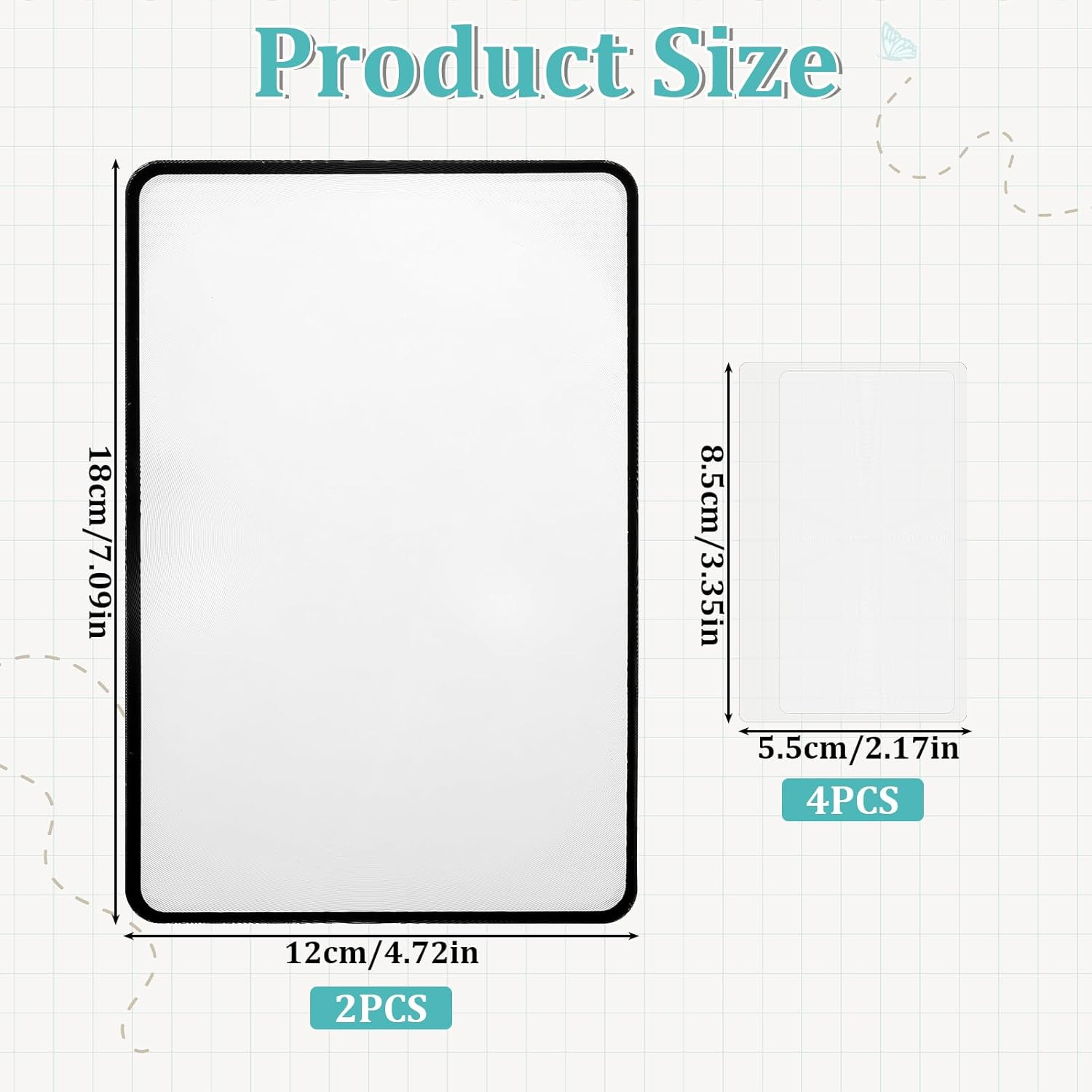 6 PCS Magnifying Sheets 5X 3X, Full Page Magnifier for Reading, Flat Plastic