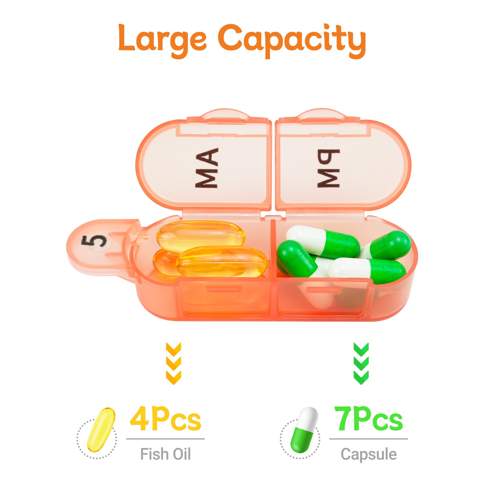 Monthly Pill Organizer 2 Times A Day AM PM 30 Day BPA Free Pill Box for Travel