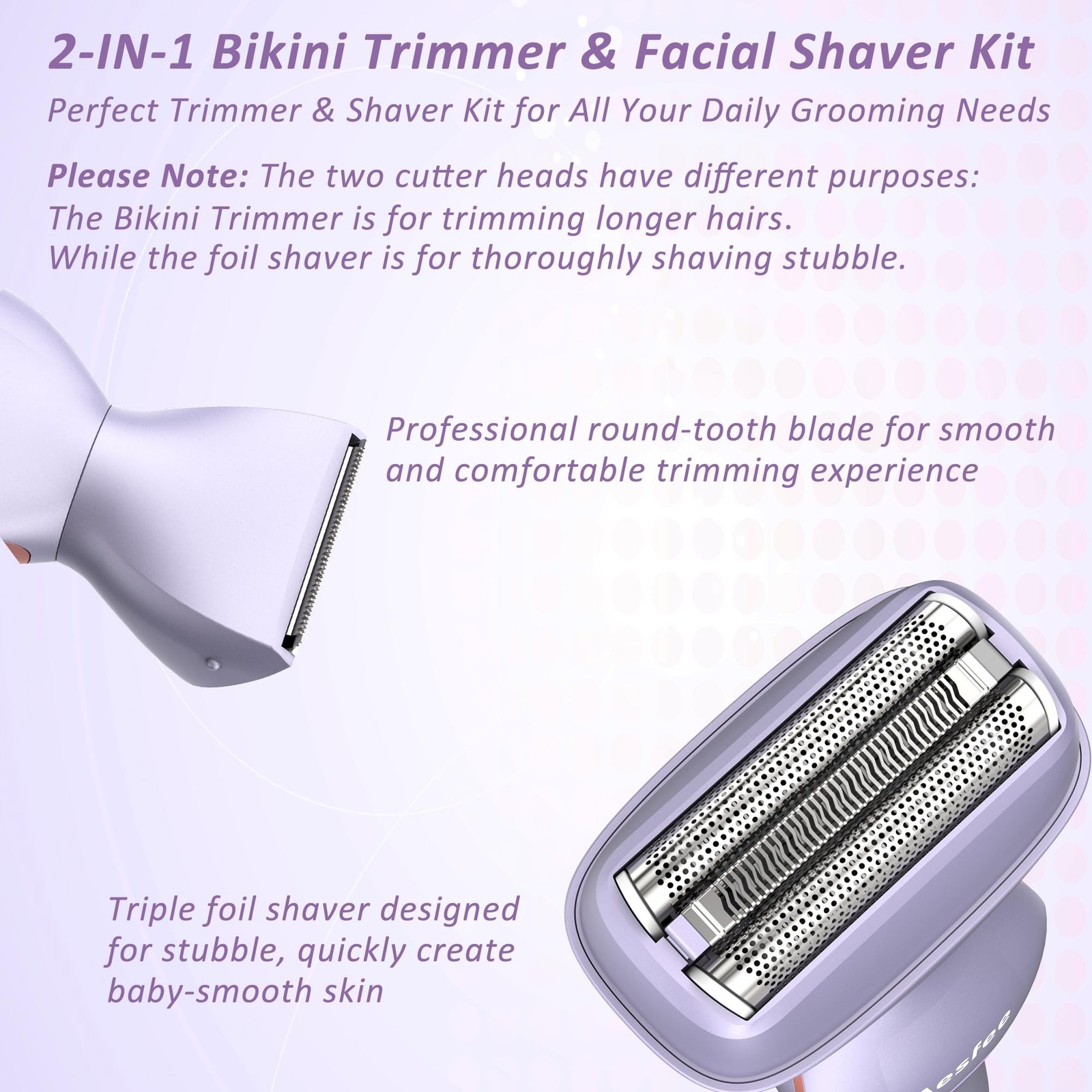 Electric Razors for Women Face Full Body, 2-in-1 Bikini Trimmer and Shavers f…