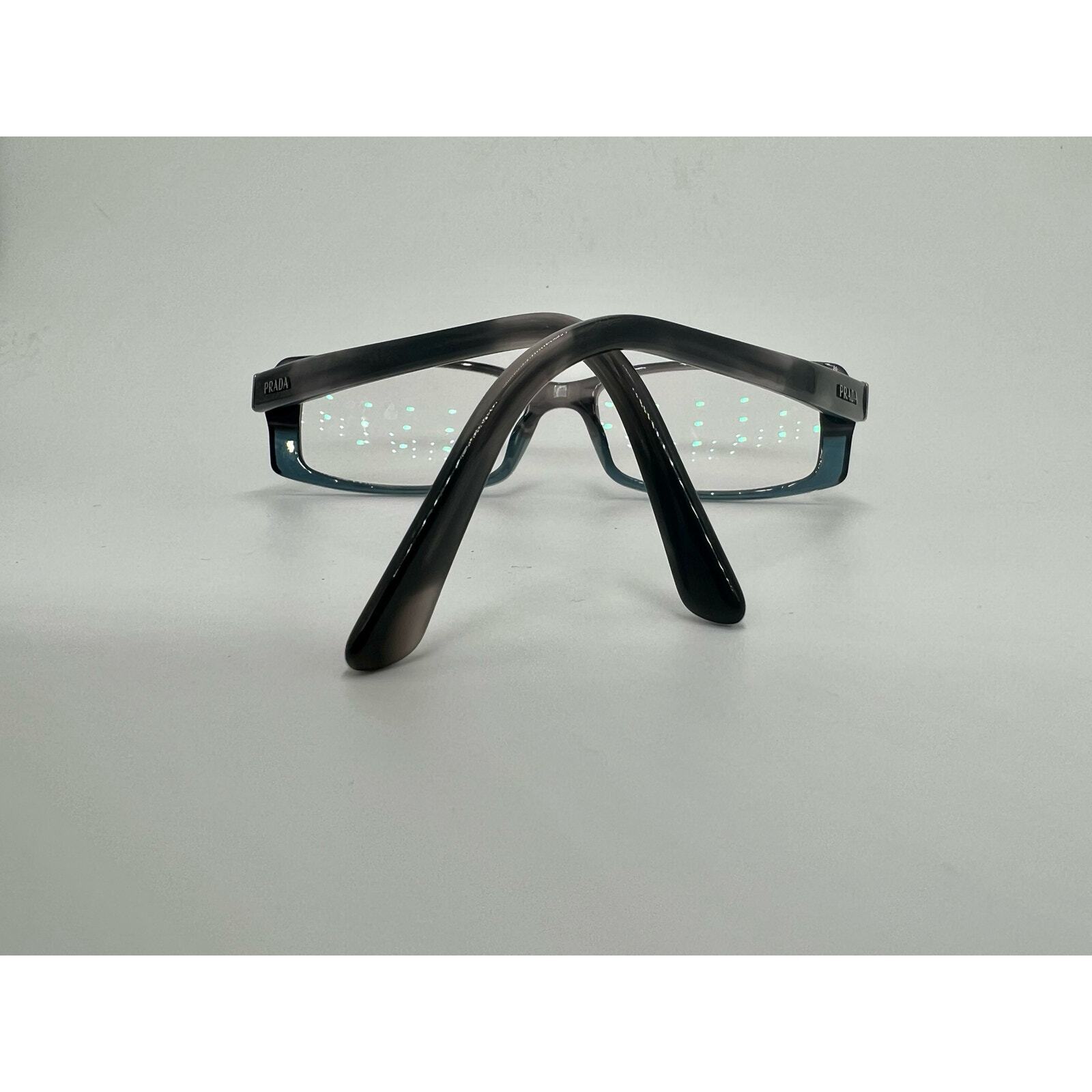Used Prada VPR 18M Rectangle Designer Eyeglasses Unisex Blue Gray Full Frame Rim