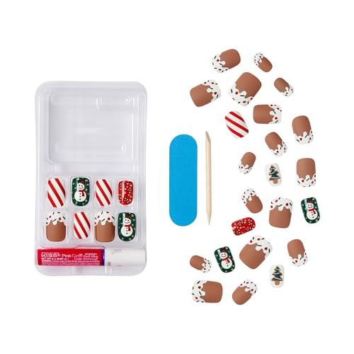 Voguish Fantasy Holiday Press On Nails, ‘’, Multicolor, Short Snow Pops