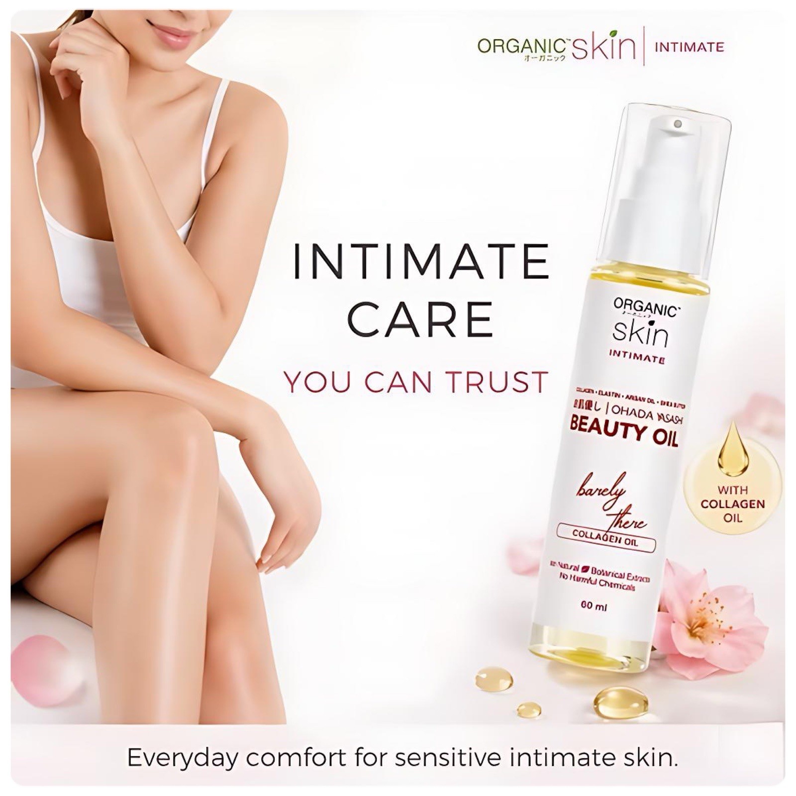 Organic Skin Japan Intimate Beauty Oil – Barely There Collagen Oil 60ml