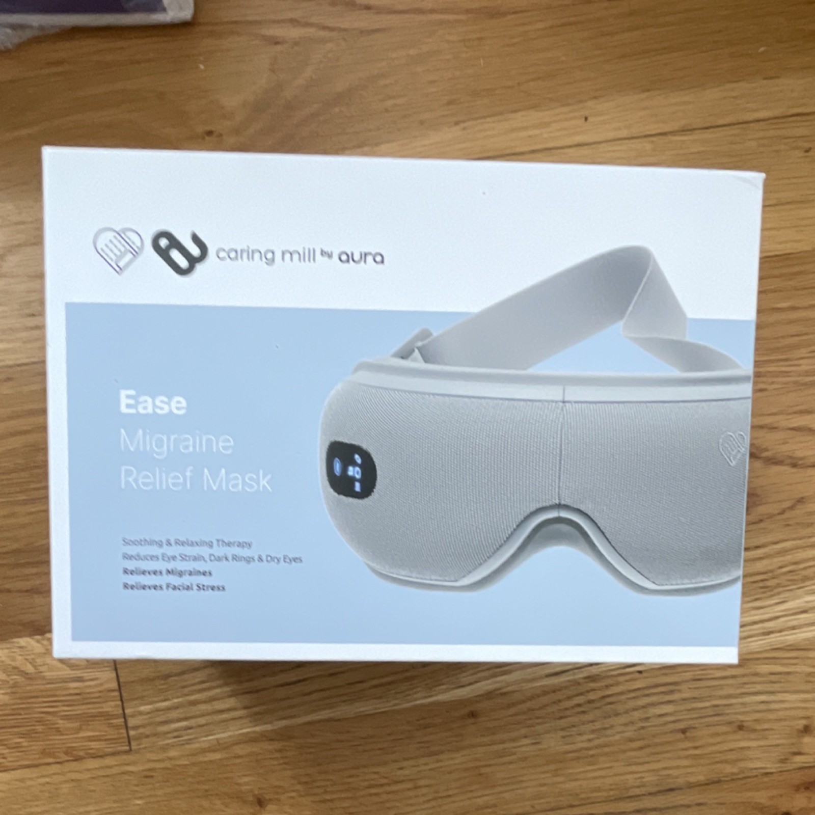 Caring Mill by Aura Ease Migraine Relief Mask Bluetooth 5-Modes Gray Battery