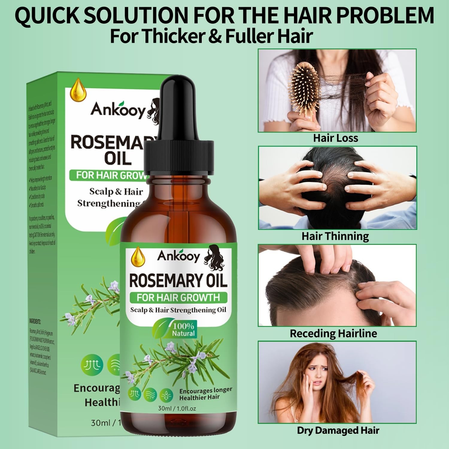 3 Pack Rosemary Oil for Hair Growth,Rosemary Hair Growth Oil,Strengthening Oil f