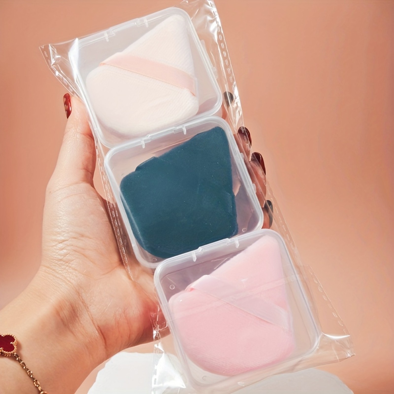 6PCS Triangle Powder Puff with Dust-Proof Box Setting Loose Powder Makeup