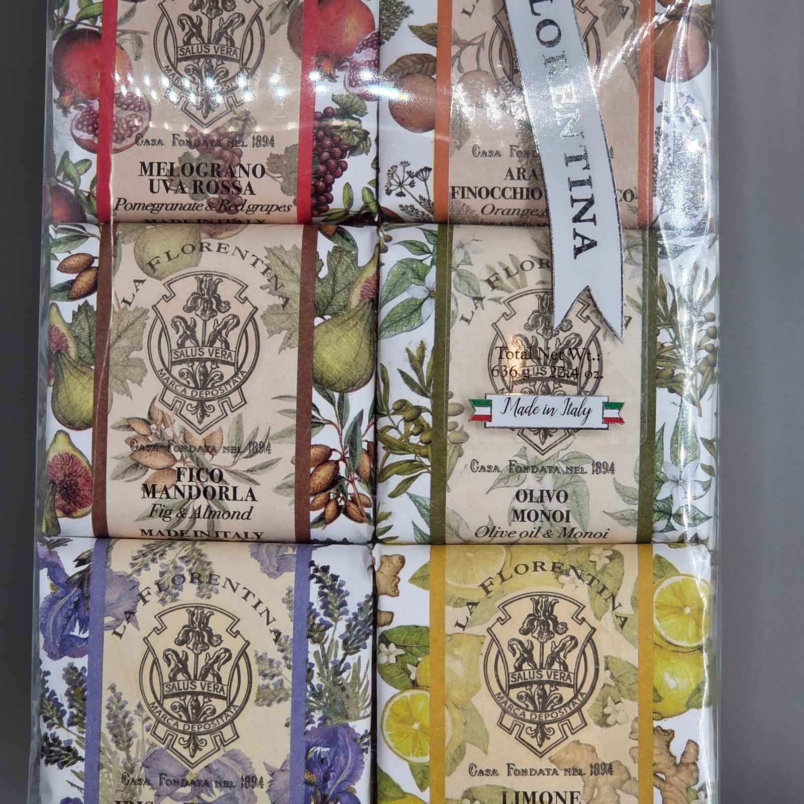 La Florentina Soap Set Unisex 6pk 106g Bars Olive Oil Shea Butter Made In Italy