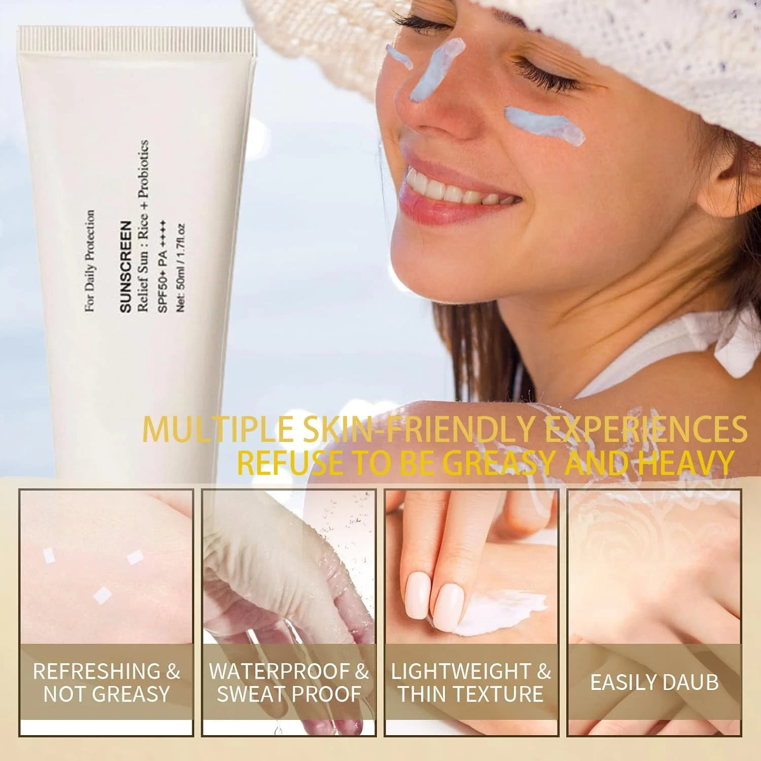 3-Pack: Relief Sun Rice + Probiotics SPF 50+ Beauty Sunscreen 50ml ea 150ml tot.