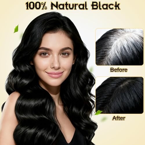 Shampoo Para Cubrir Canas Cabello negro Hierbas Naturales Brillo Y Crecimi