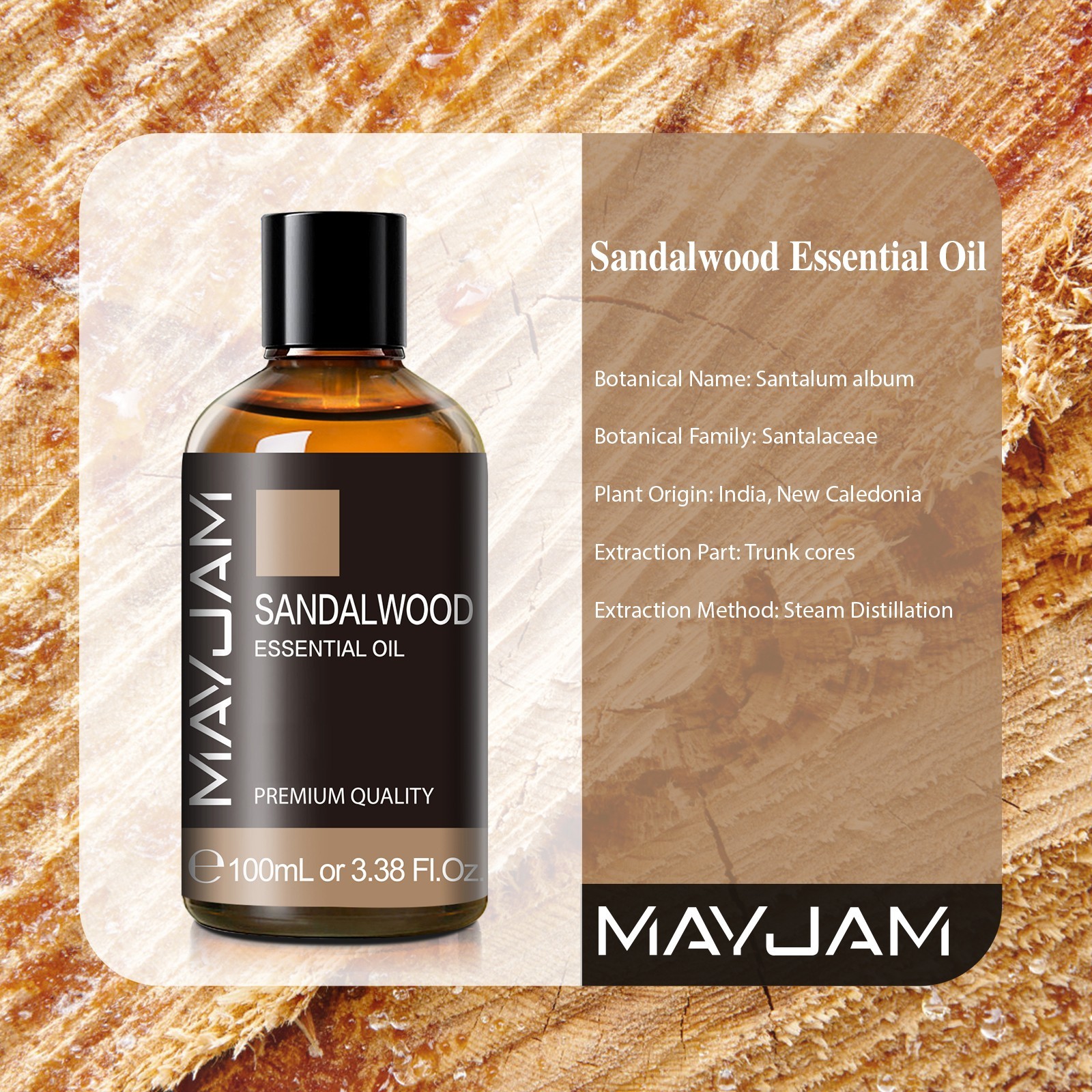 MAYJAM 100 mL Sandalwood Essential Oil 100% Pure & Natural Yoga Skin Hair Growth