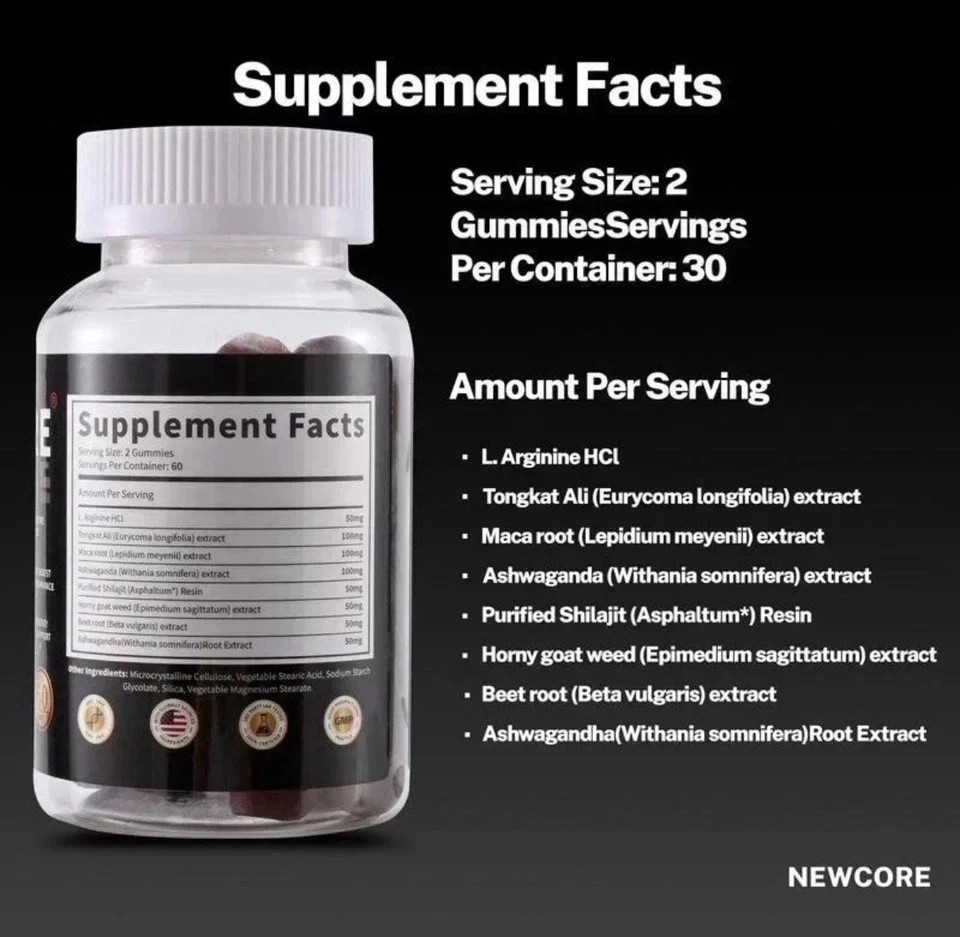 NewCore 7-in-1 Gummies for Men NewCore Advanced Male Health Support 60 Gummies