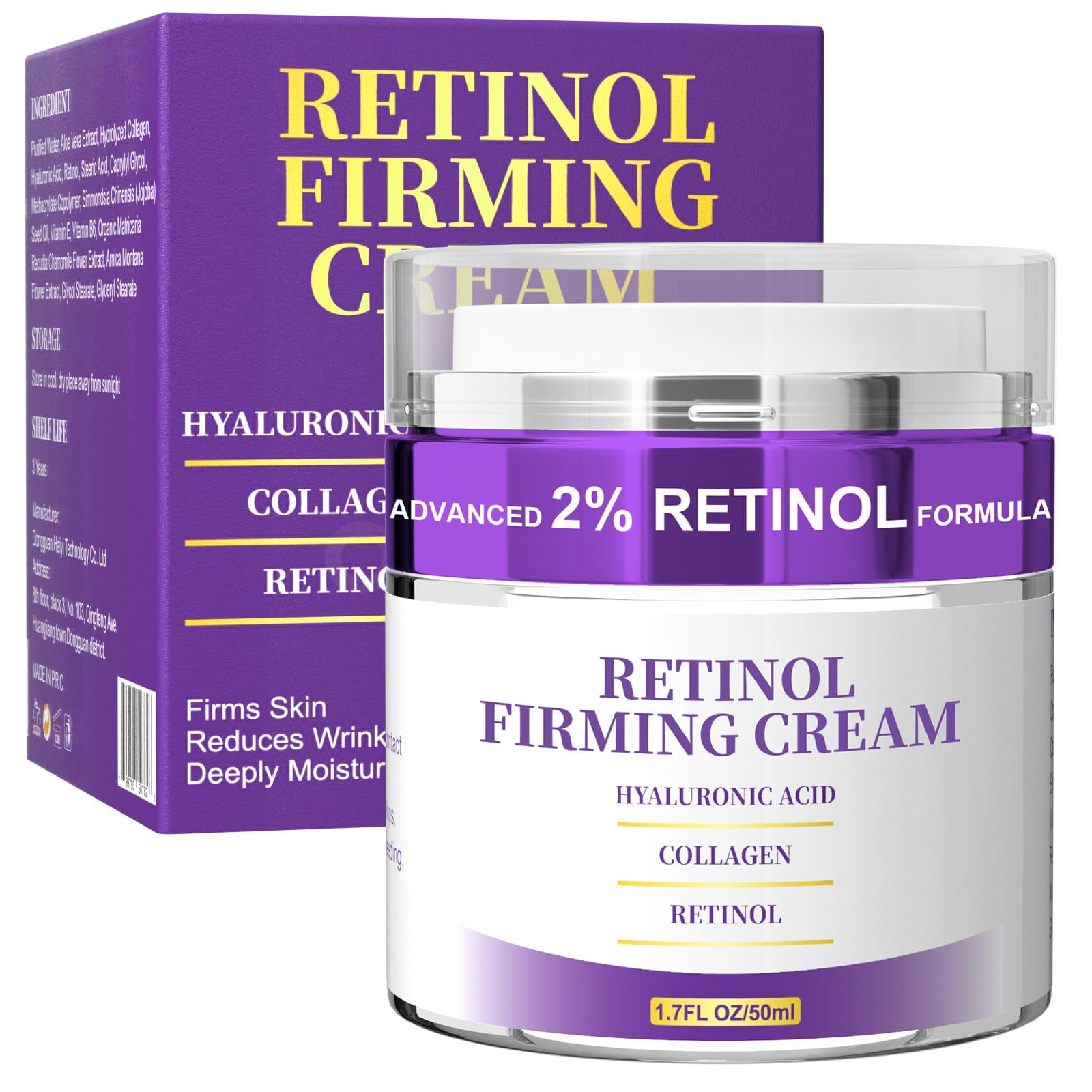 Retinol Serum Cream for Face, Anti Aging Face 1.7 Fl Oz (Pack of 1), NO