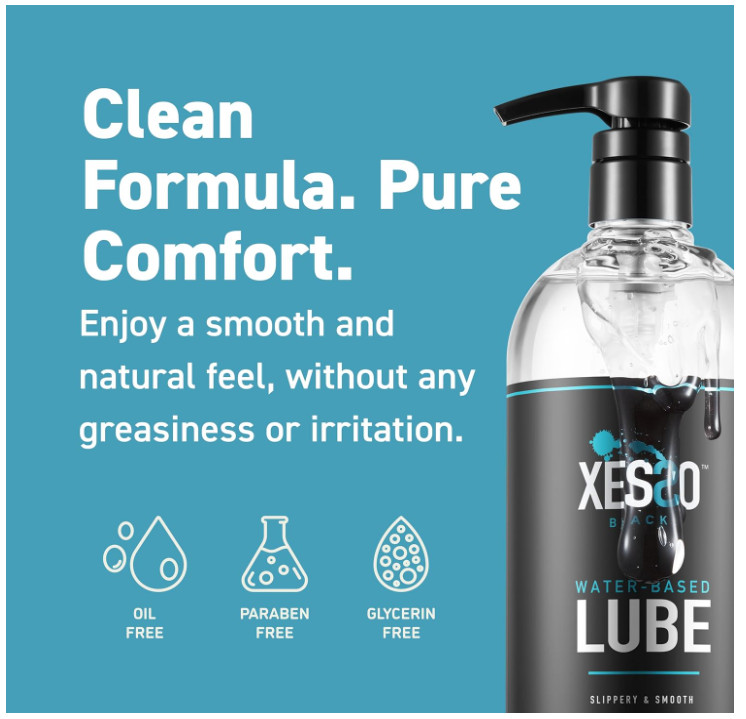 XESSO Water-Based Lube 32 fl oz, All Natural & Hypoallergenic Without Glycerin &