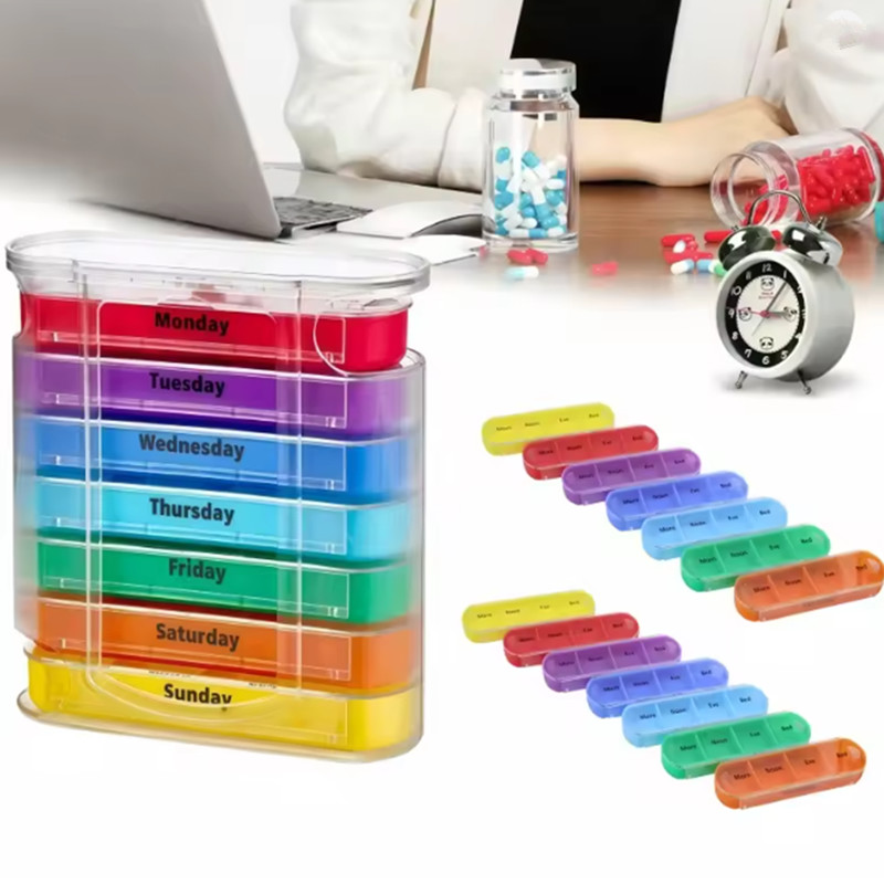 Weekly Pill Organizer 4 Times A Day Pill Box Container 7 Days Medicine Pill Case
