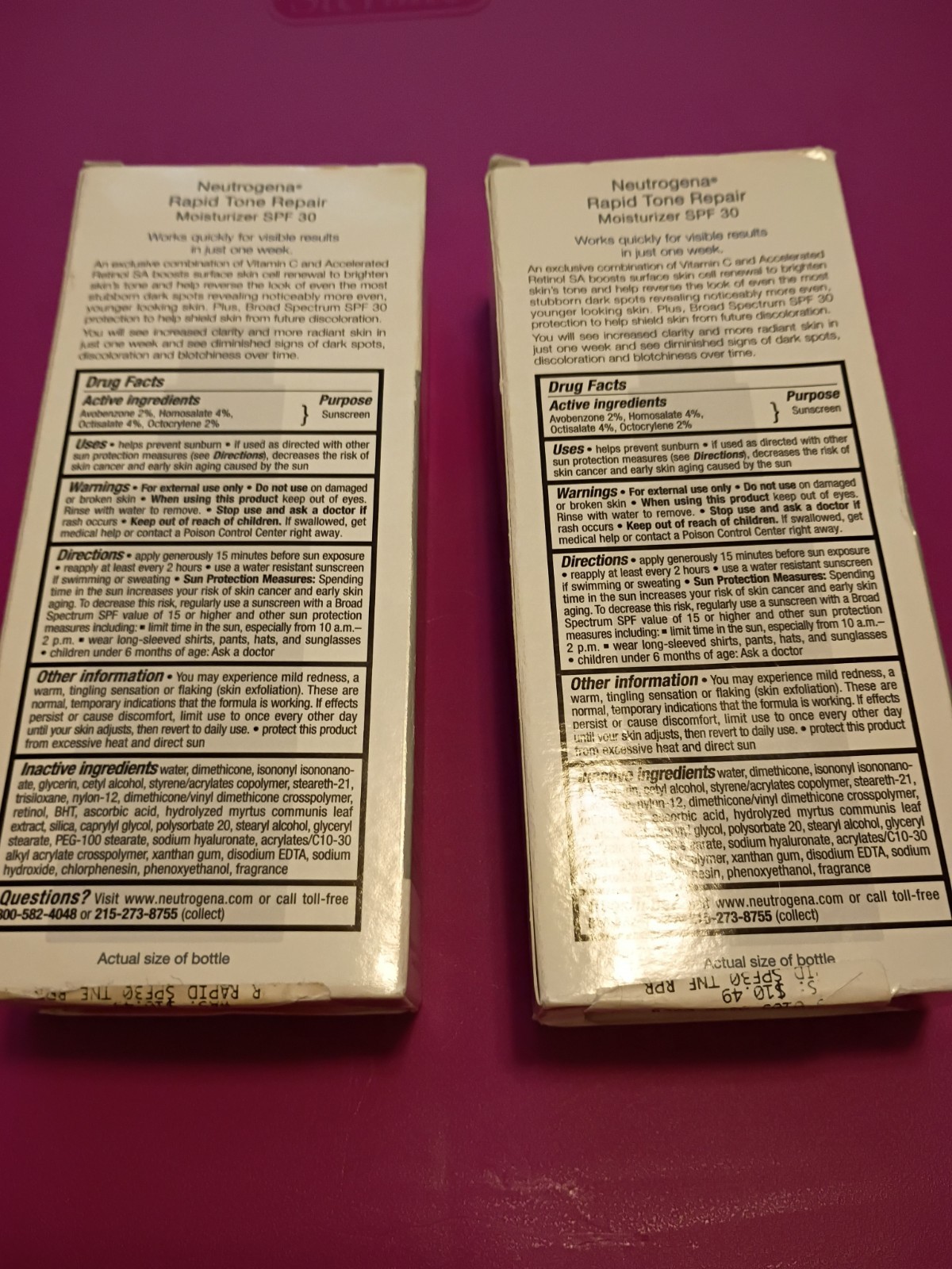 Neutrogena Rapid Tone Repair Moisturizer Vitamin C Lot Of 2 New NIB Expired SPF