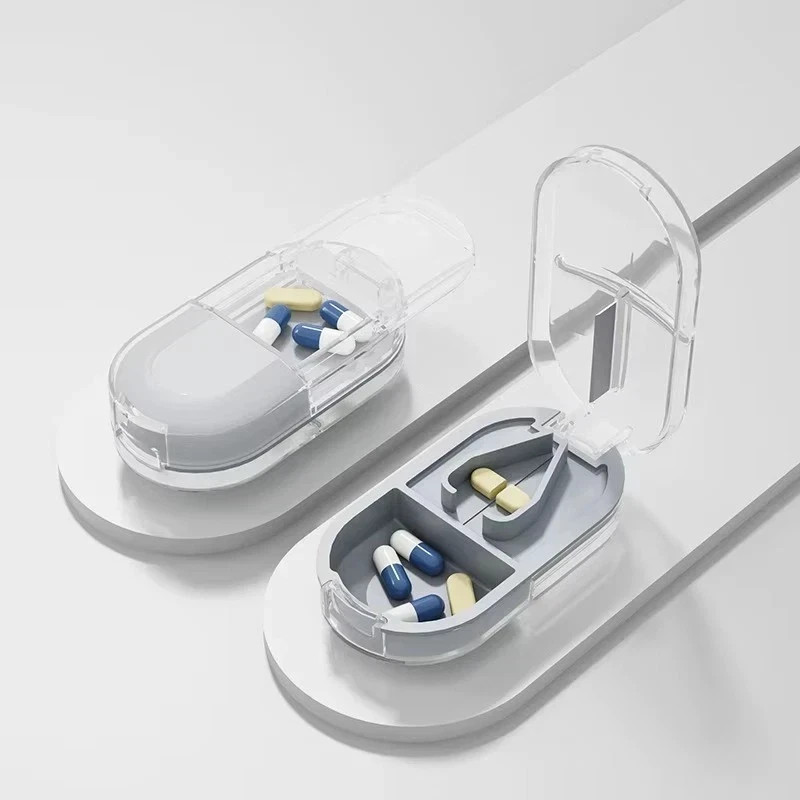 New PILL CUTTER Splitter Half Storage Compartment Box Medicine Tablet Holder.