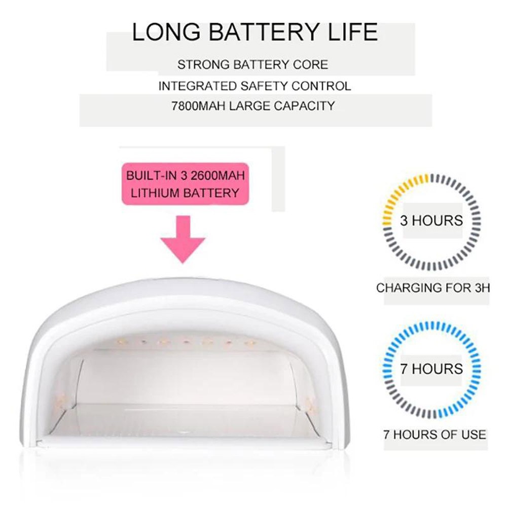 48W Wireless Rechargeable Cordless LED/UV Nail Lamp Gel Polish Quick Nail Dryer