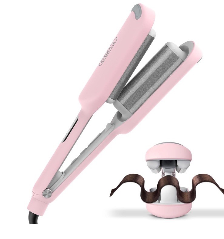 Curling Iron Hair Crimper Waver – ROVY Beach Waves Curling Wand, Ionic Deep W…