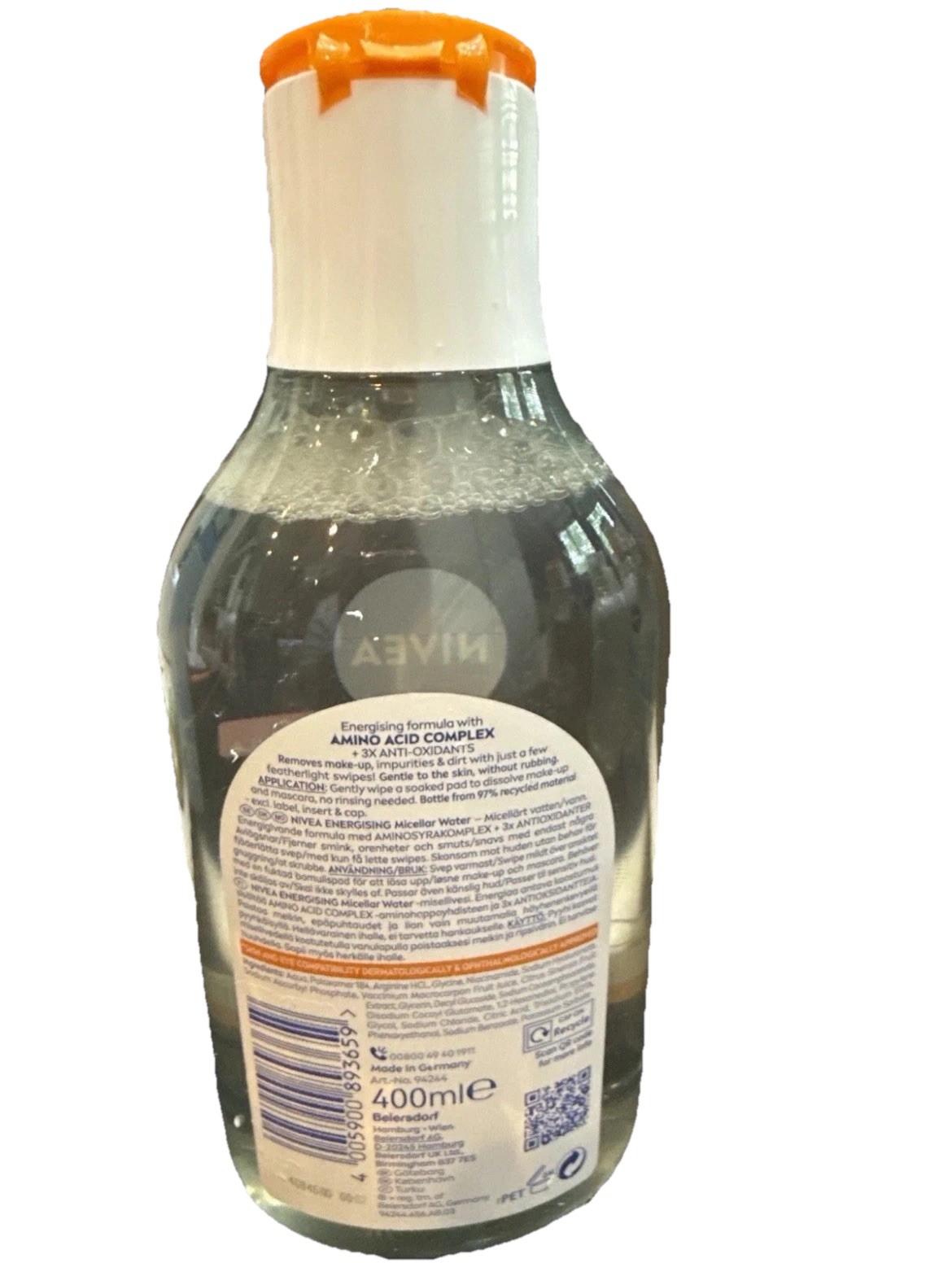 NIVEA Energising Micellar Water Amino Acid Complex 400ml New Sealed