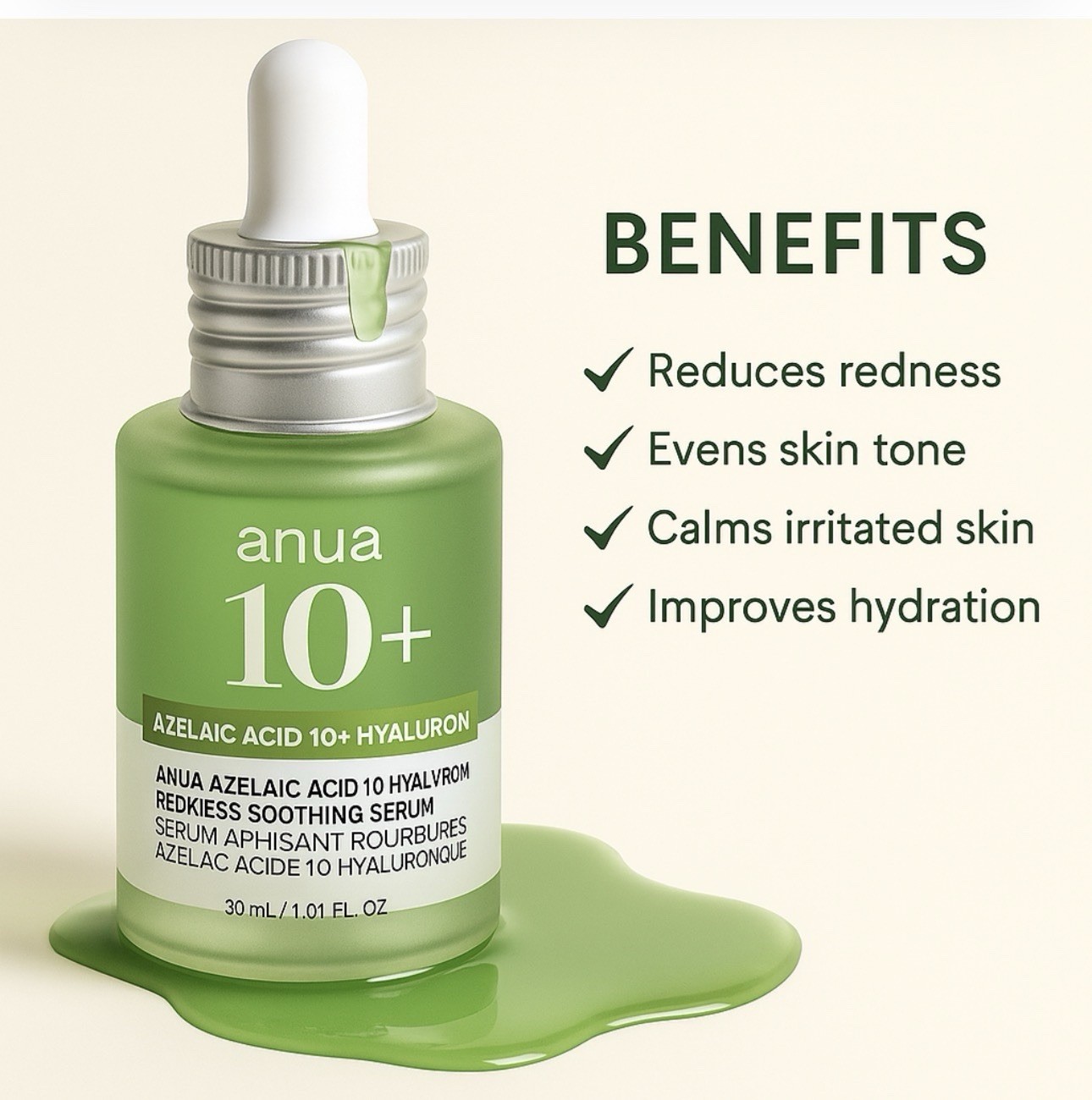 Anua Azelaic Acid 10+ Hyaluron Redness Soothing Serum 30ml 1.01 fl oz