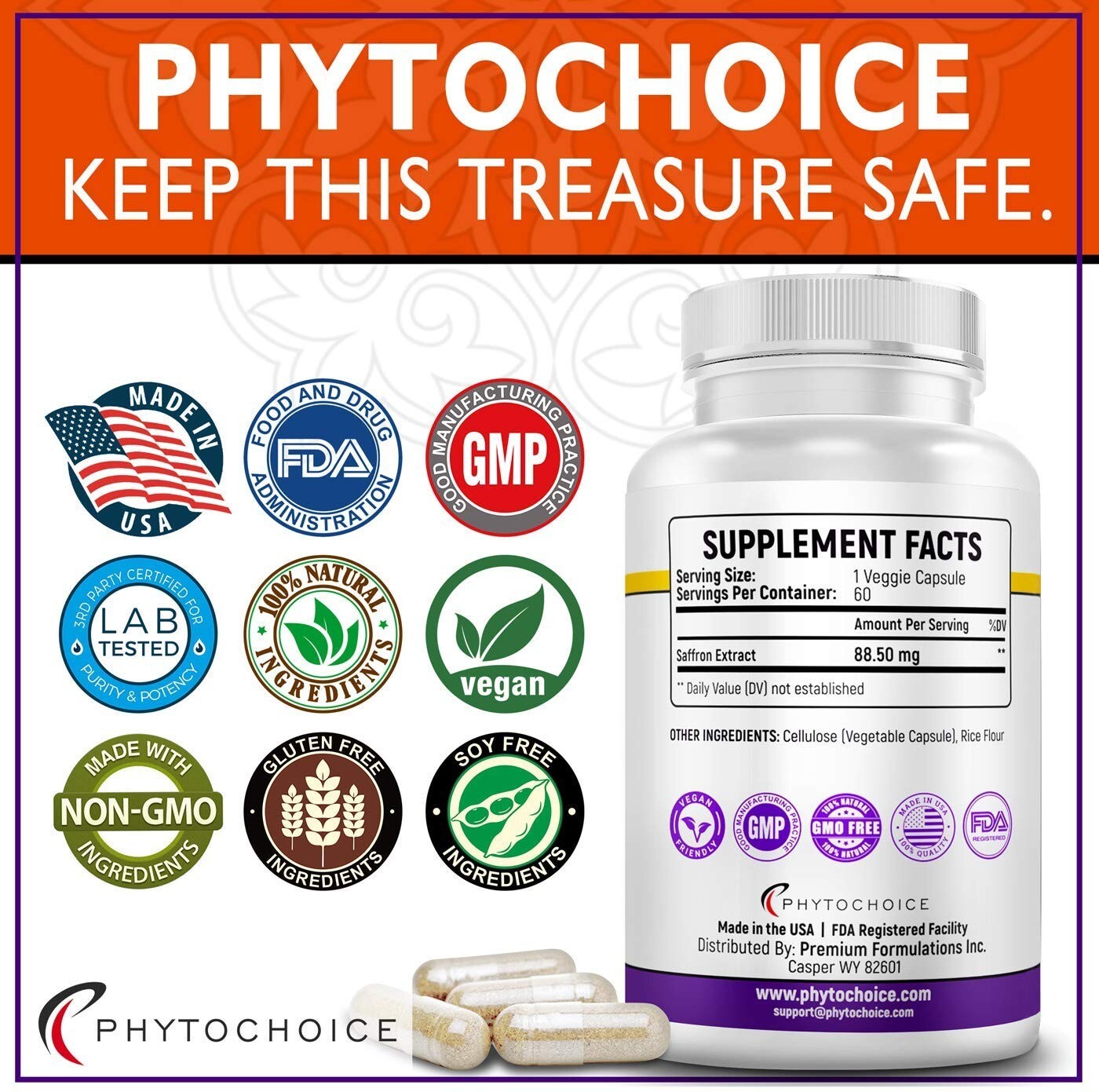 Saffron Extract-Weight Loss Appetite Suppressant 120 Saffron Capsules 4Men-Women