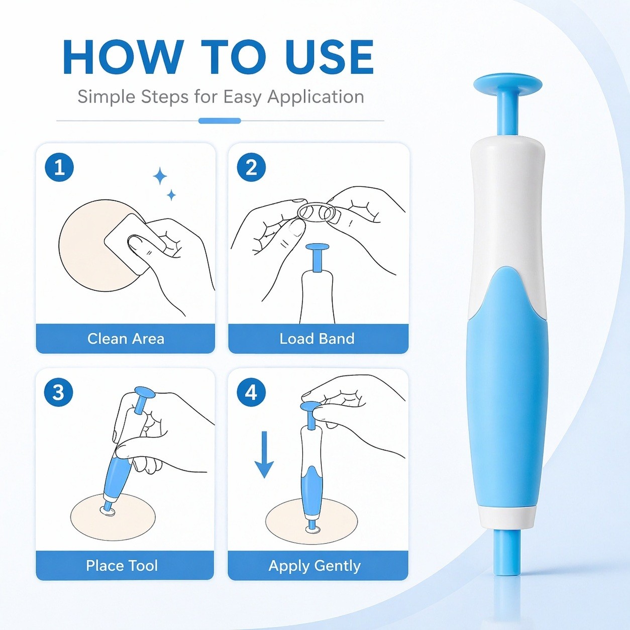 Skin Tag Removal Kit with Bands & Applicator for Small Areas, Blue/Orange