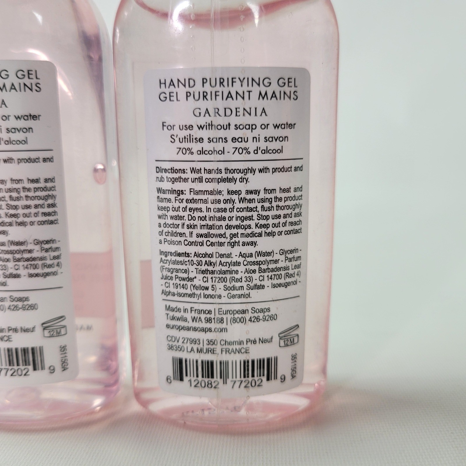 Pre de Provence Gardenia Hand Purifying Gel 3.4oz Set of 2 Made in France NEW