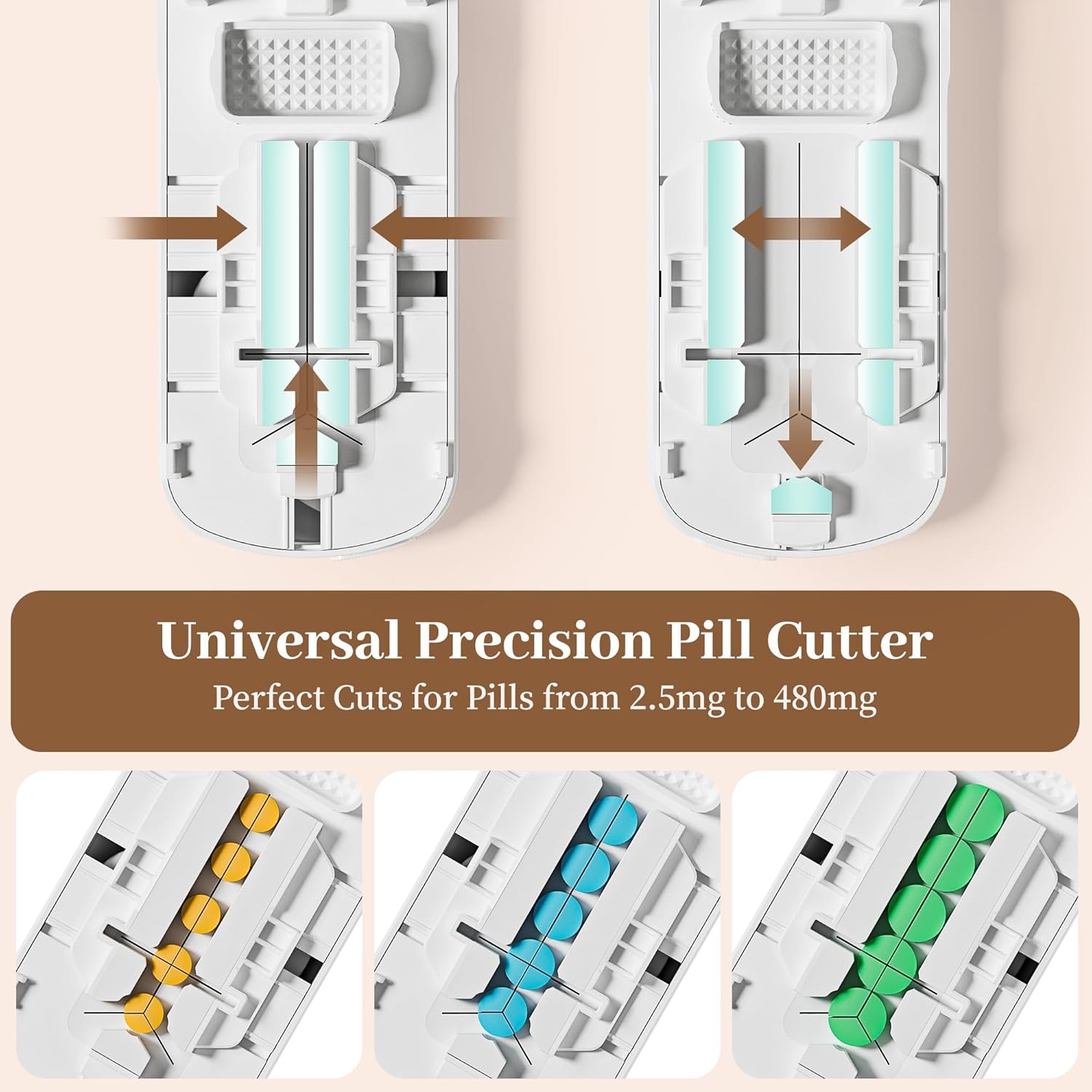 Pill Cutter for Small Pills Splitter 1/2 1/3 1/4 Portable