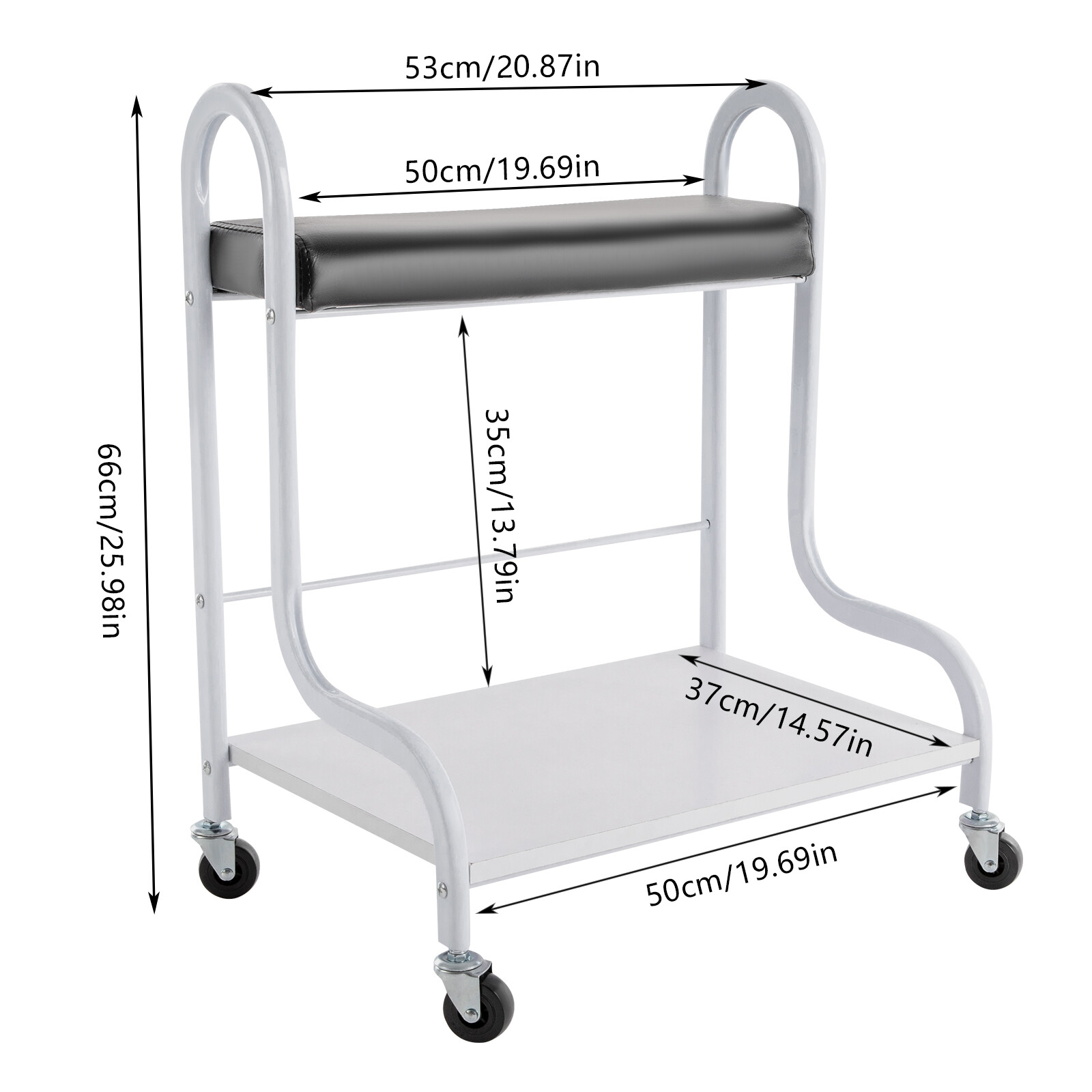 2 Layer Silver Beauty Salon Nail Or Foot Bath Spa Portable 4 Wheeled Trolleys