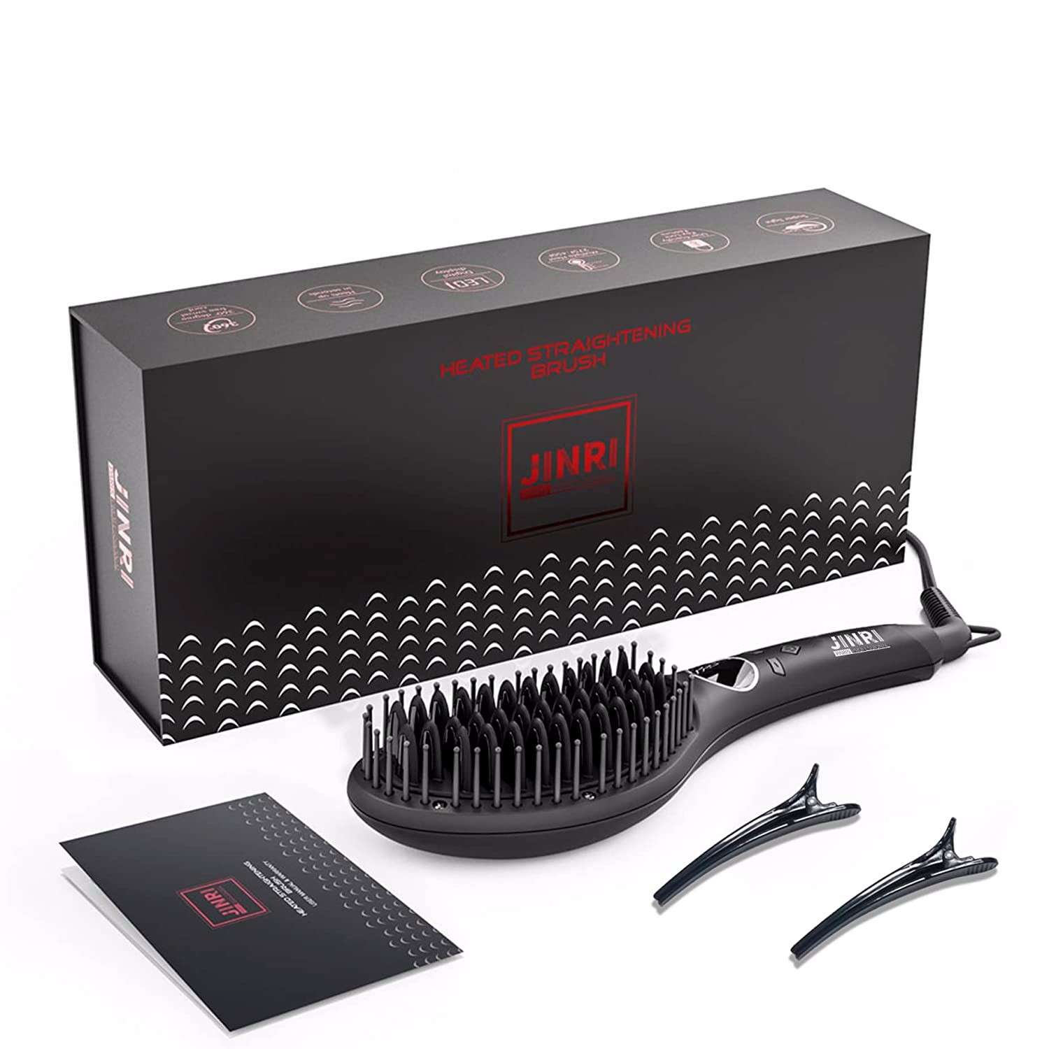 Brand New — Hair Straightener Brush, Ceramic Ionic Straightening Iron Comb