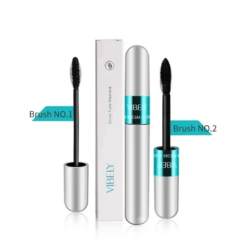 4 Pack VIBELY Mascara 5X Longer Washable, 2 in 1 4D Silk Fiber Lash Mascara, No
