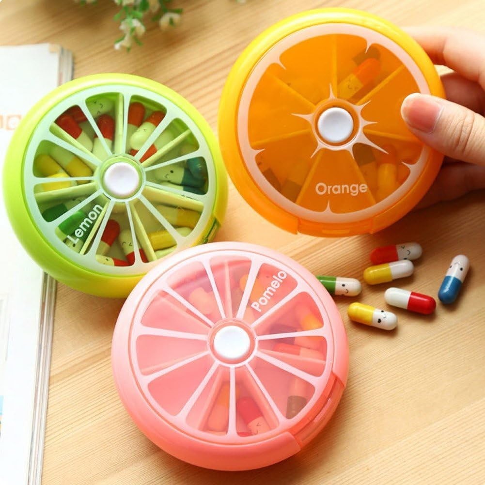 Large Pill Organizer Box 7 Day Rotatable Medicine Daily Portable Dust-proof Case