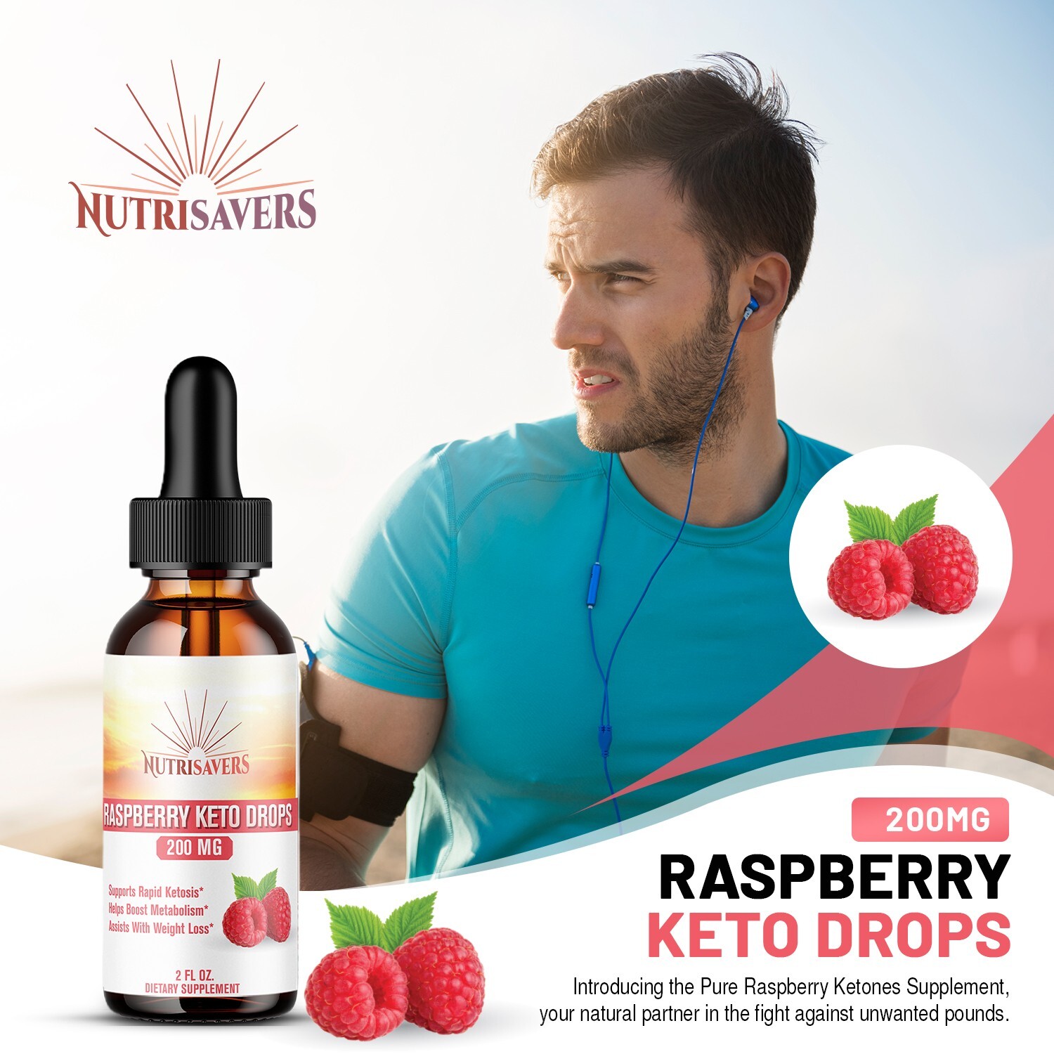 Raspberry Ketone Drops Block Fluid Retention Increase Appetite, 2 oz, Pack of 2
