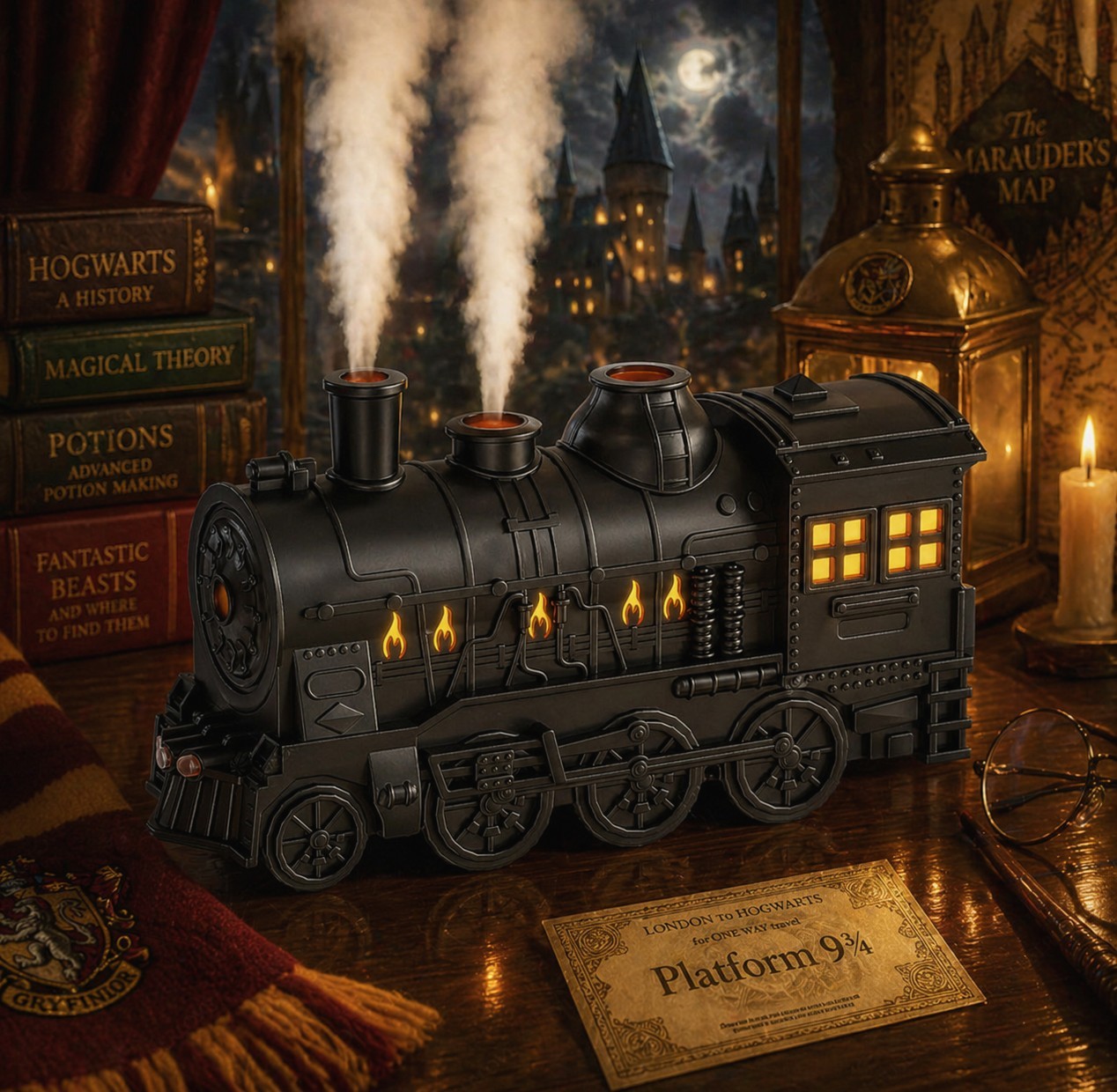 Train Shaped Diffuser (300ML) Essential Oil Diffuser, Mist Humidifier, Black