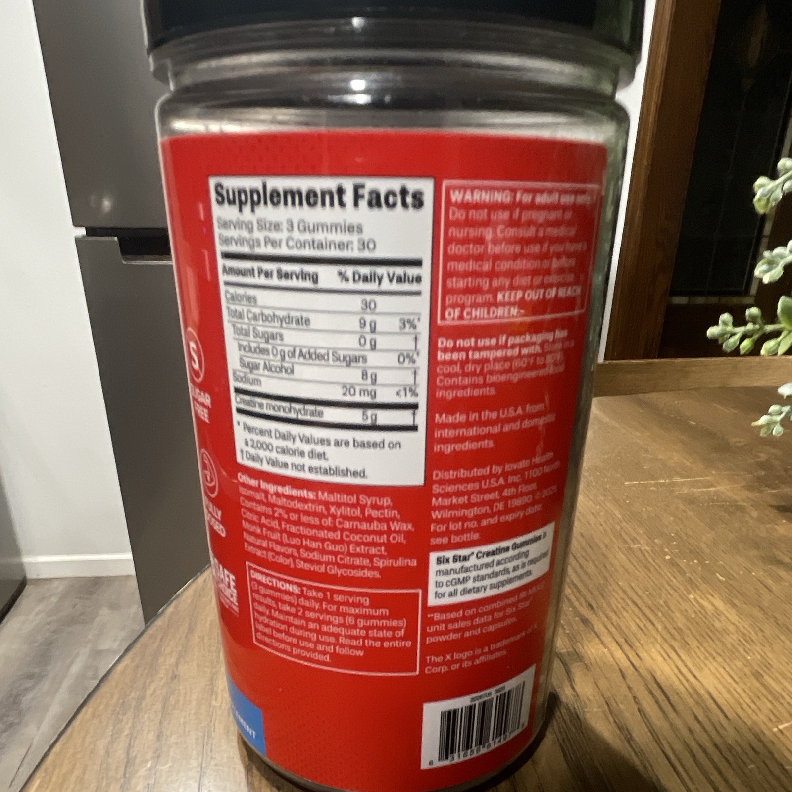 Six Star Creatine Monohydrate Gummies Blue Raspberry Sugar-Free 5g 30 Servings