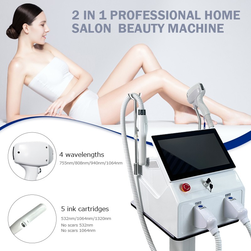 2in1 Diode Laser Hair Removal Pico Tattoo Removal Machine 4 Wavelength Permanent
