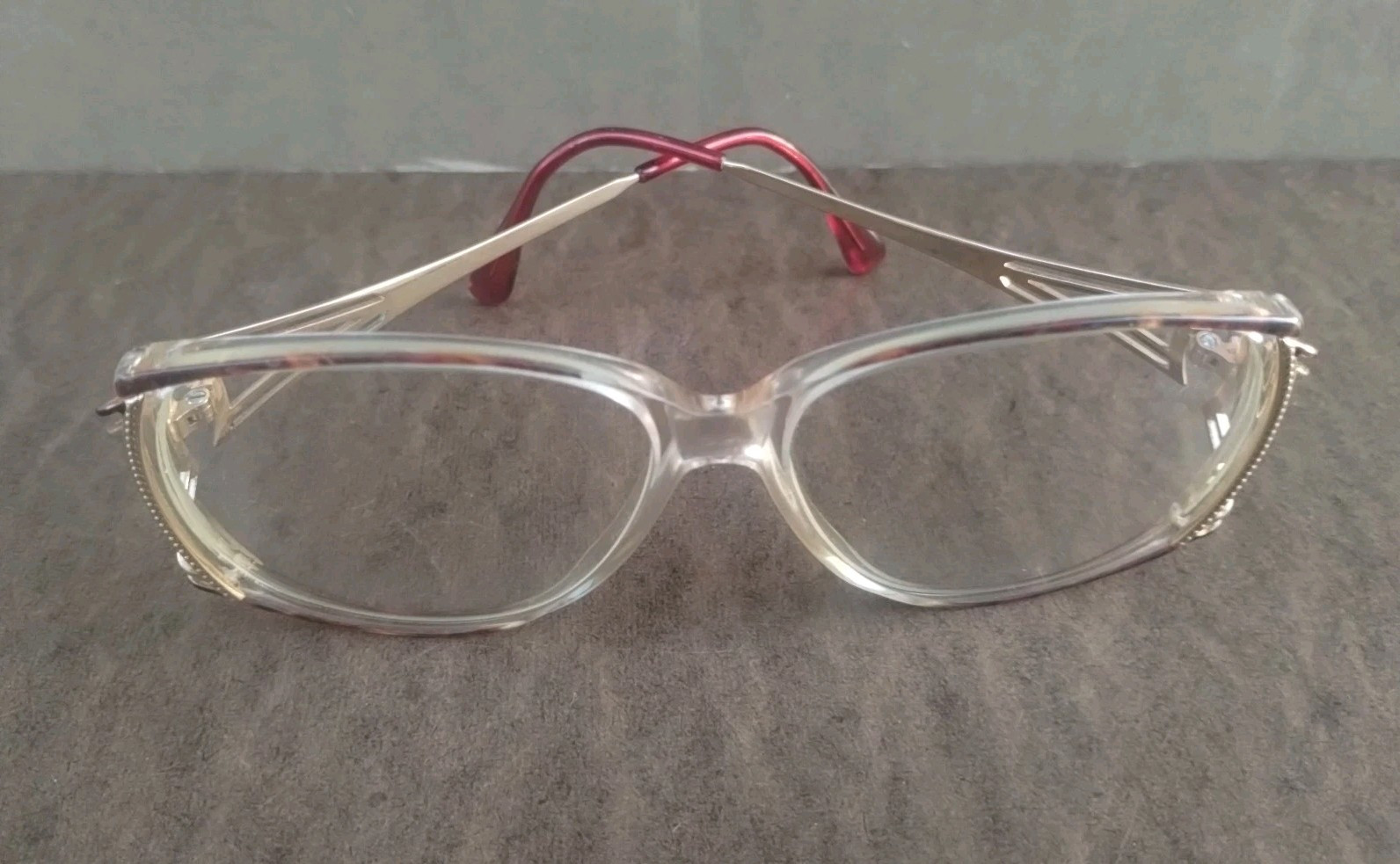Saint Laurent SL Unknown Style Designer Eyeglasses..Red Wine And Champagne Color