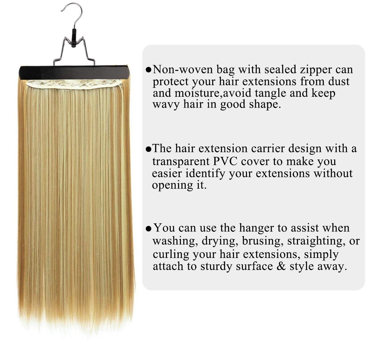 2 Pack Hair Extension Storage Bag Hair Extension Hanger Strong Holder Dust-Proof