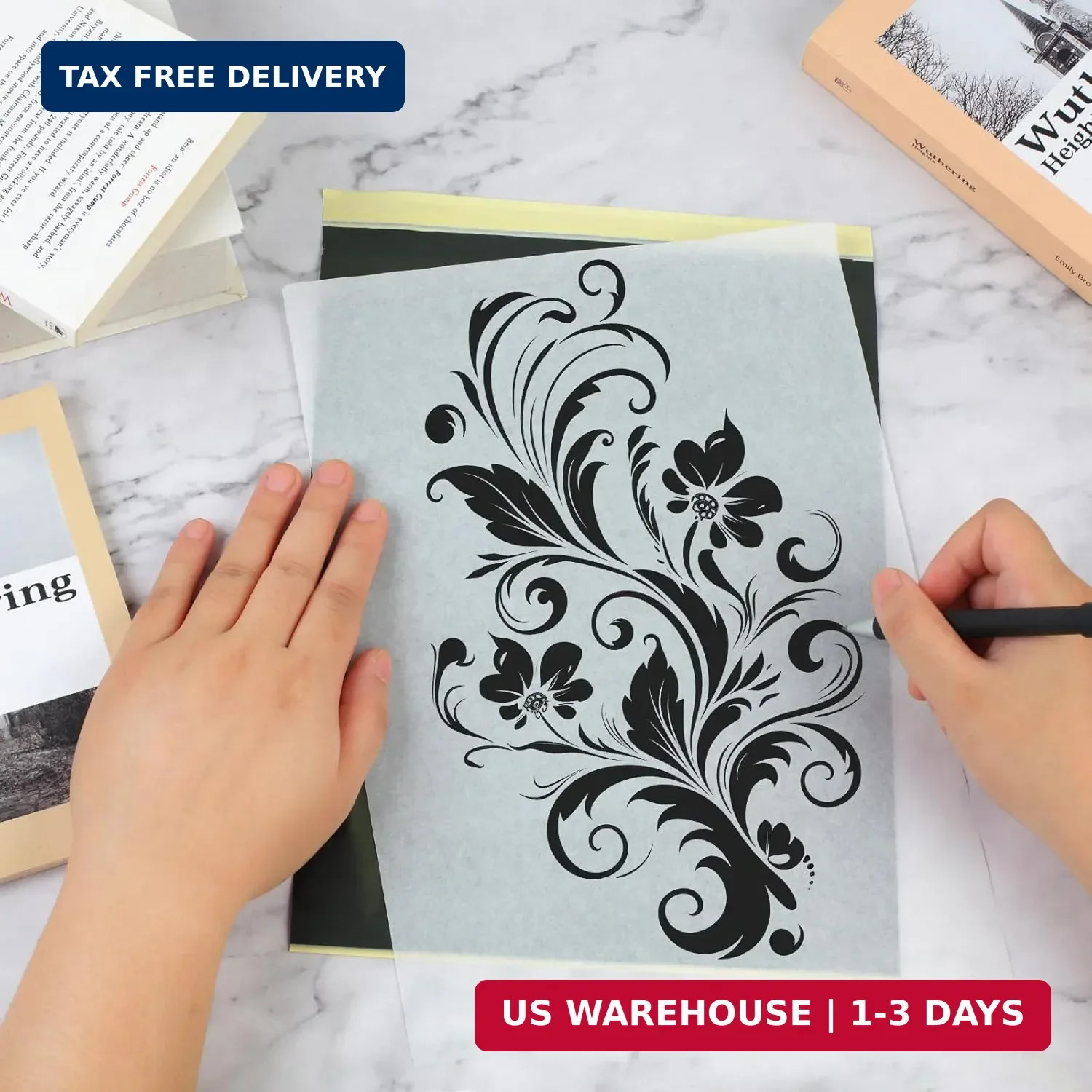 Phinus Tattoo Transfer Paper, 50 Sheets of Tattoo Stencil Paper, 8.25 X 11.75 in
