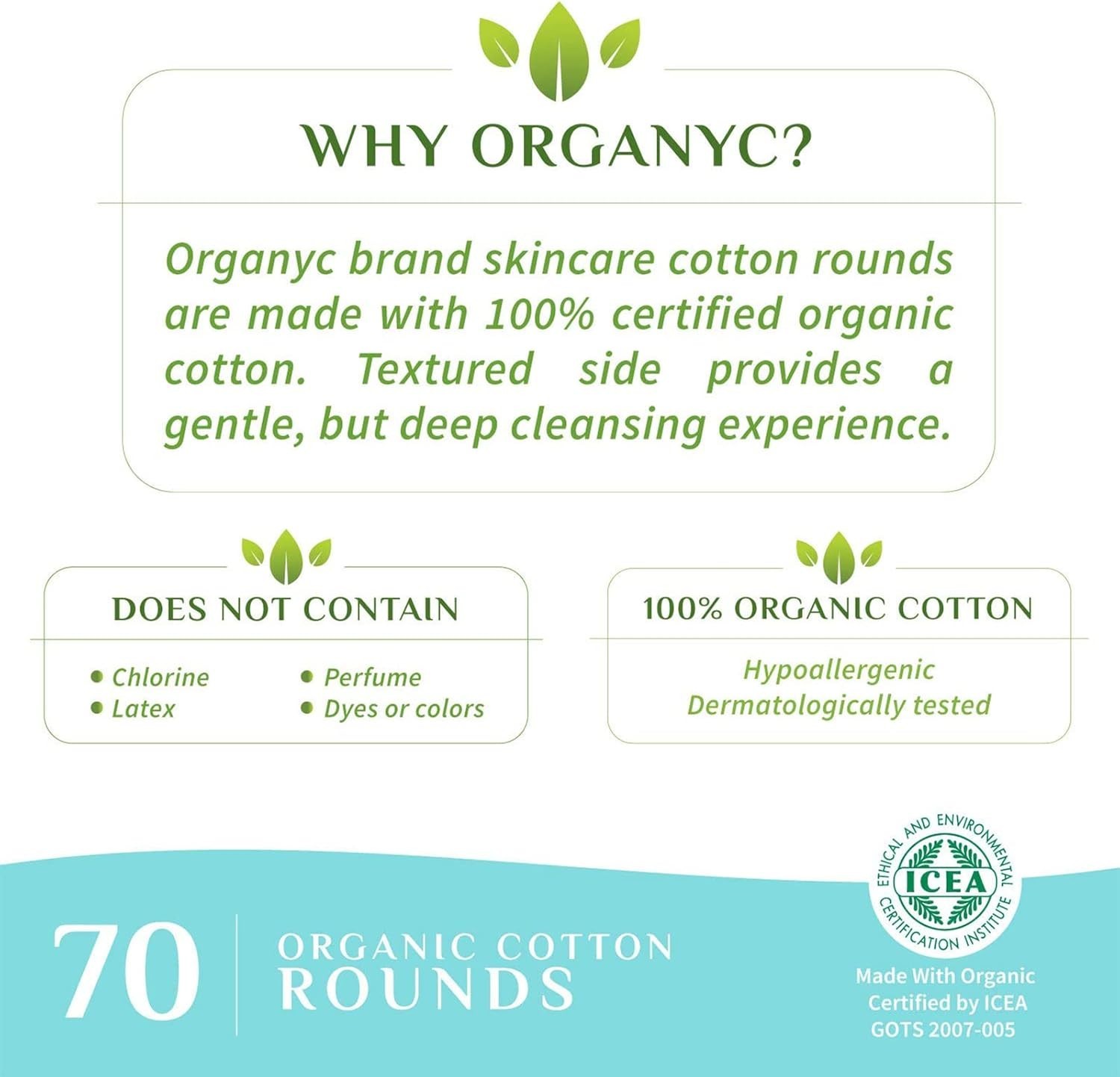 Eco-Friendly 100% Organic Cotton Rounds – 70 Count for Sensitive Skin Care