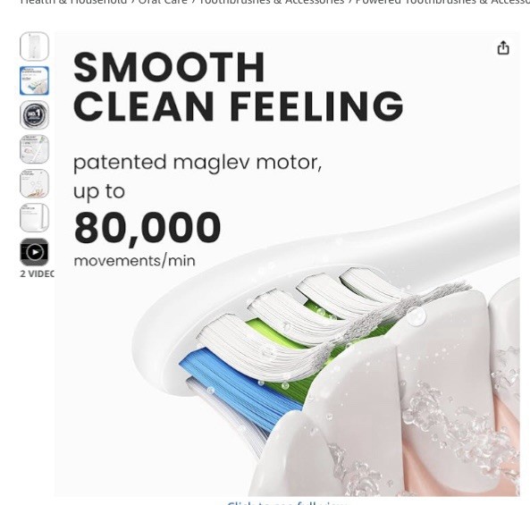 Oclean Wireless Portable Hand Held Electric Tooth Brush W/1 Brush Head White